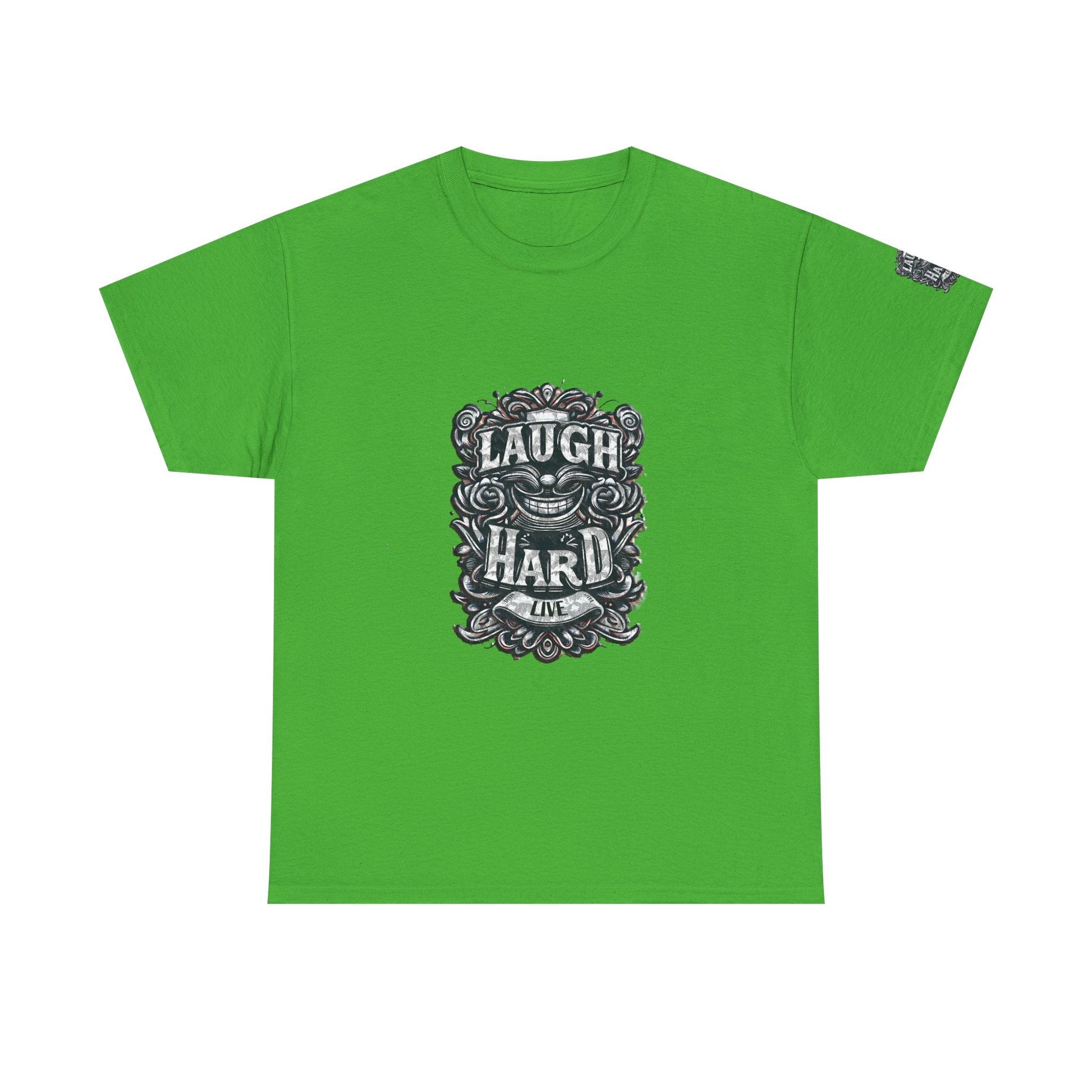 Unisex Heavy Cotton T-shirt - Laugh Hard - B&W Classic Comfort