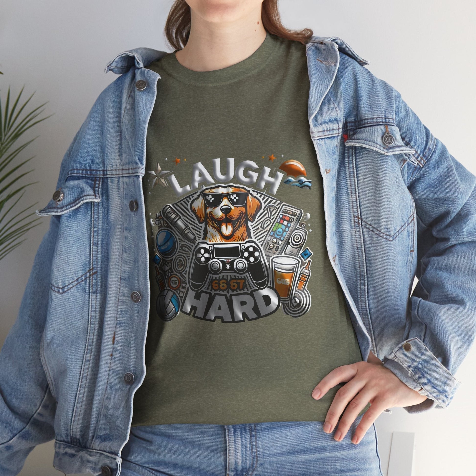 Heavy Cotton T-shirt " Laugh Hard " Classic Comfort, for Everyday