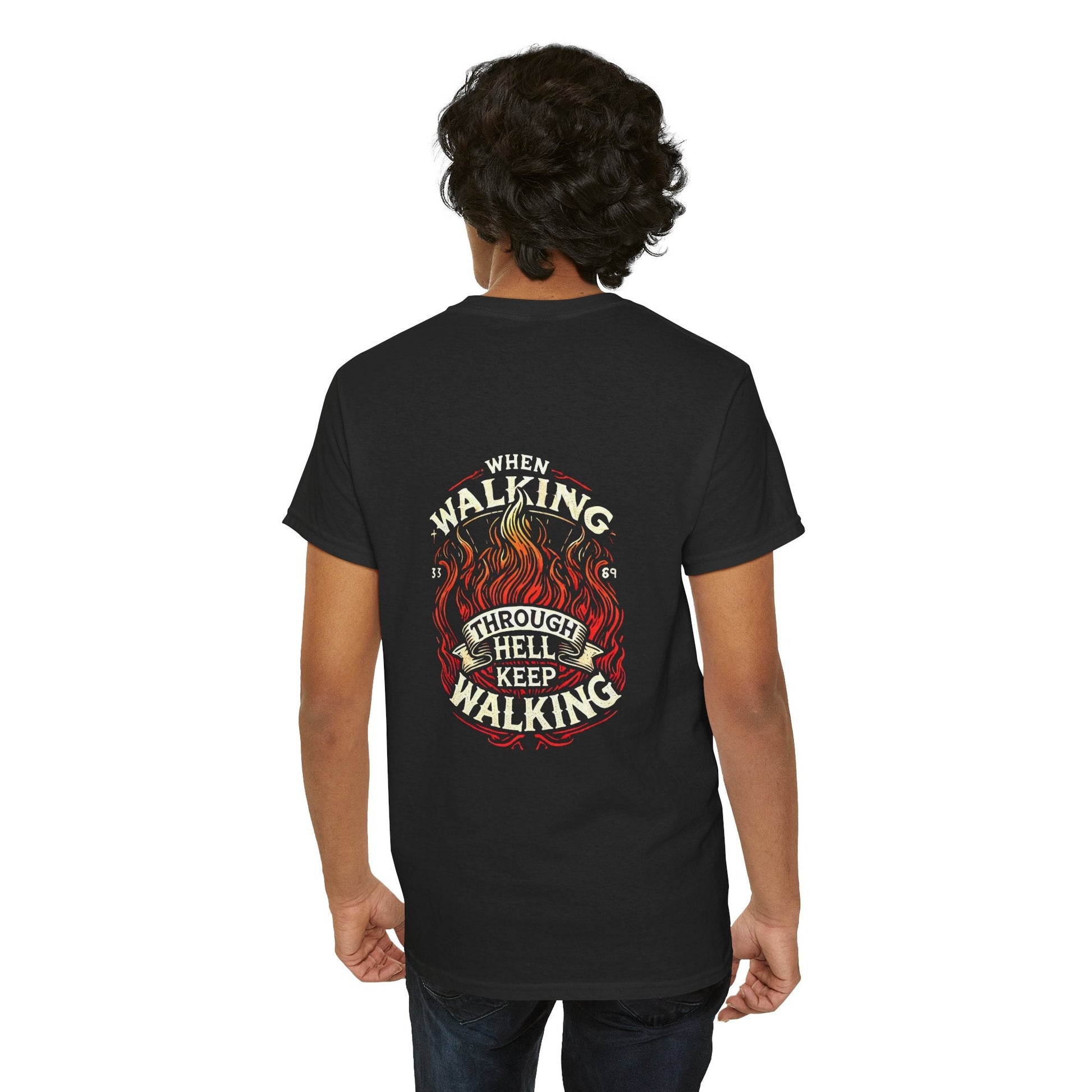 Unisex Heavy Cotton T-shirt - Walking Through Hell Keep Walking II