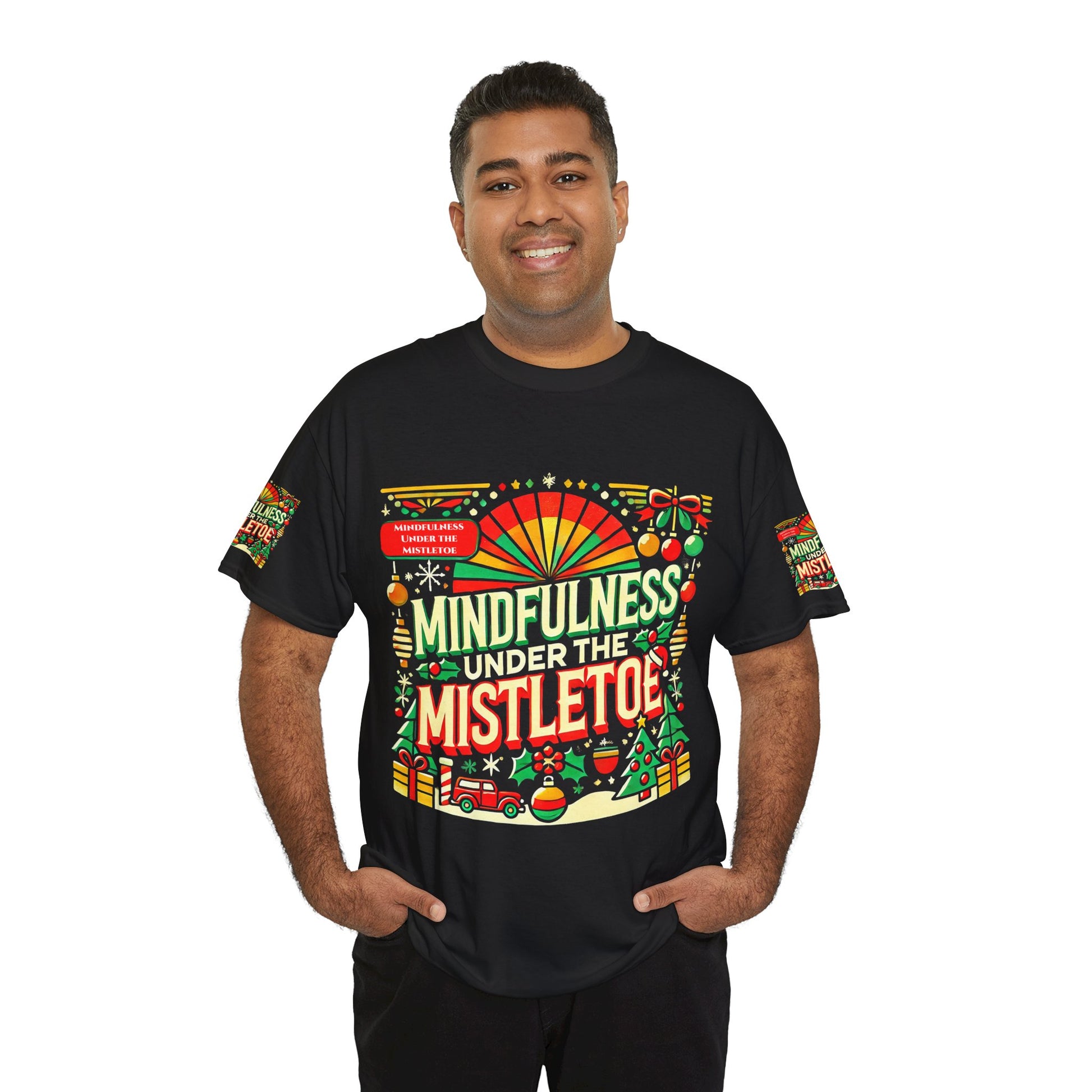 Unisex Heavy Cotton T-shirt - Mindfulness Under the Mistletoe Classic