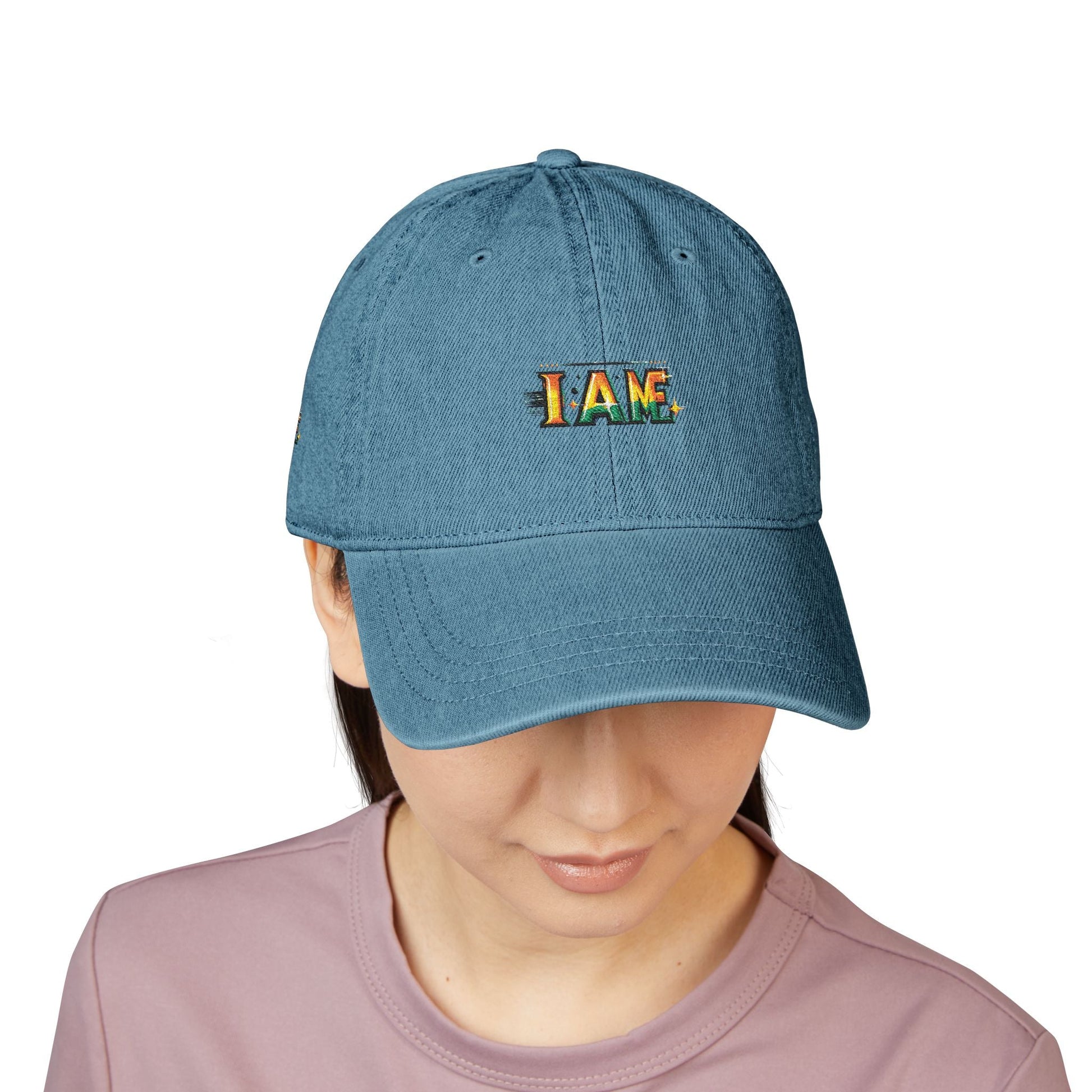 Inspirational I AM ME Denim Hat - Embroidered Cap for Everyday Style