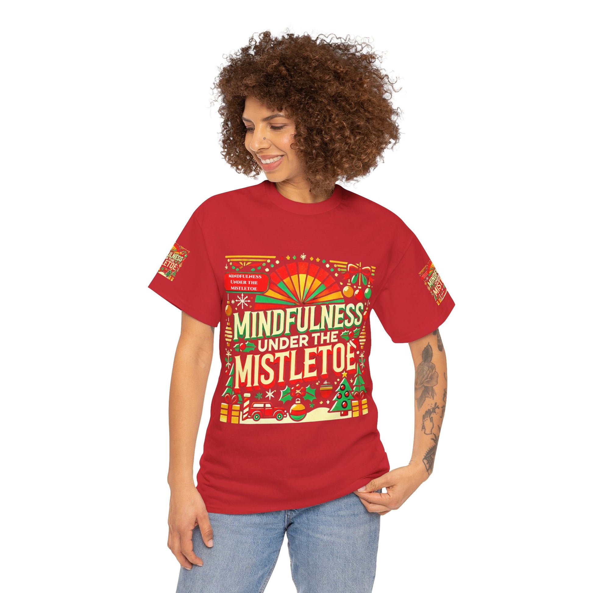 Unisex Heavy Cotton T-shirt - Mindfulness Under the Mistletoe Classic