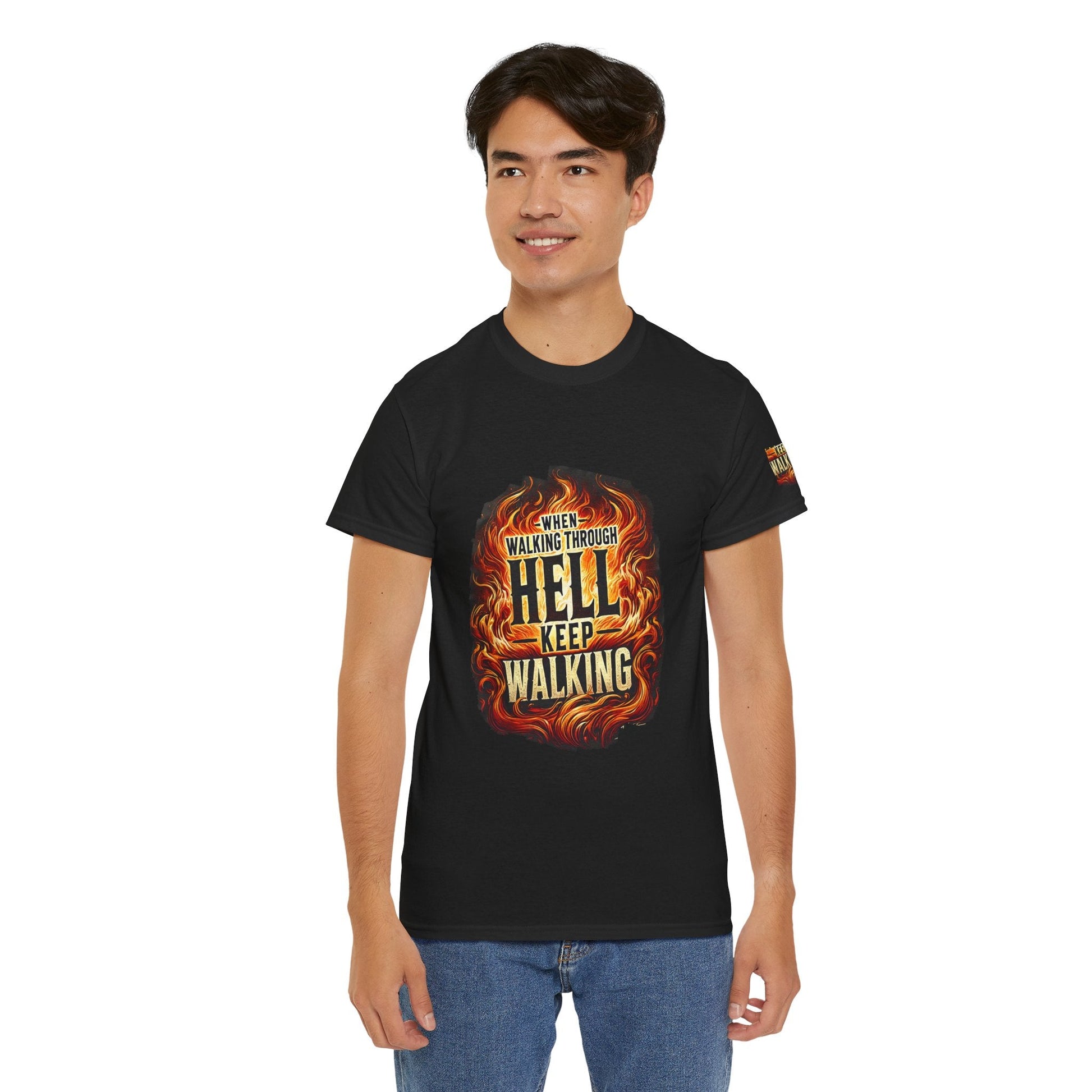 Unisex Heavy Cotton T-shirt - When Walking Through Hell Keep Walking