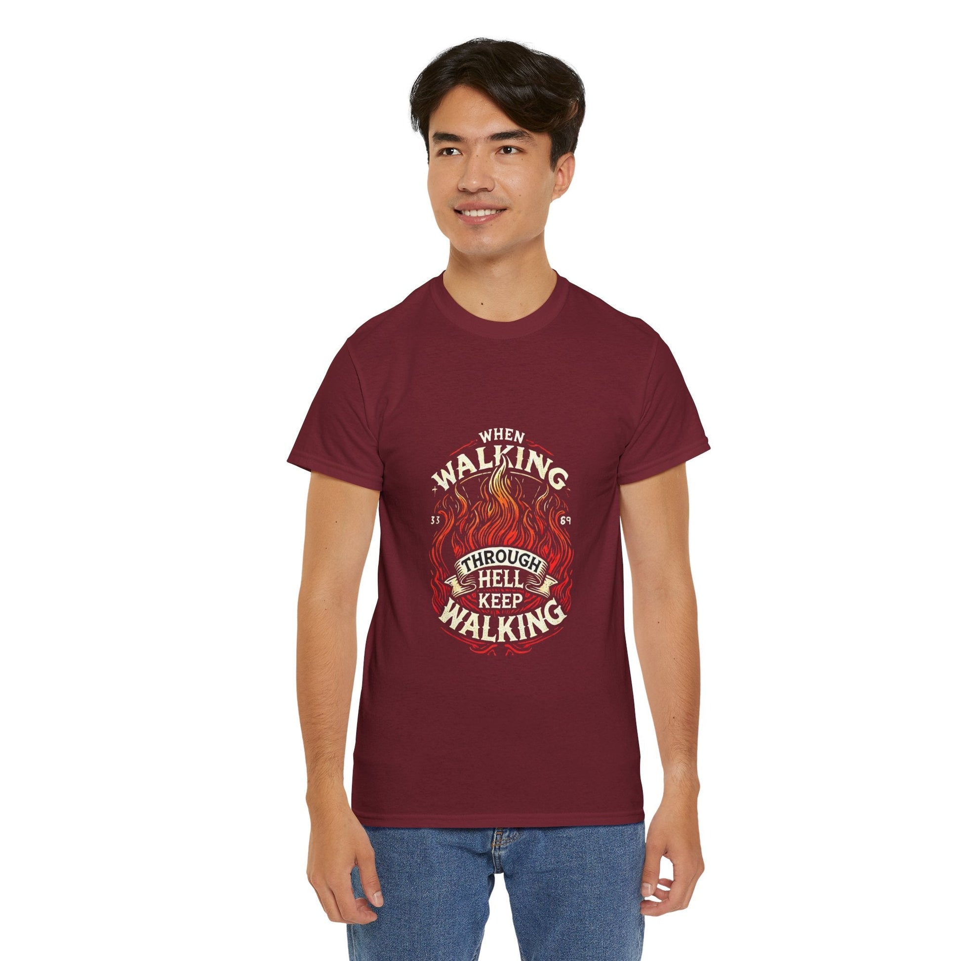 Unisex Heavy Cotton T-shirt - Walking Through Hell Keep Walking II