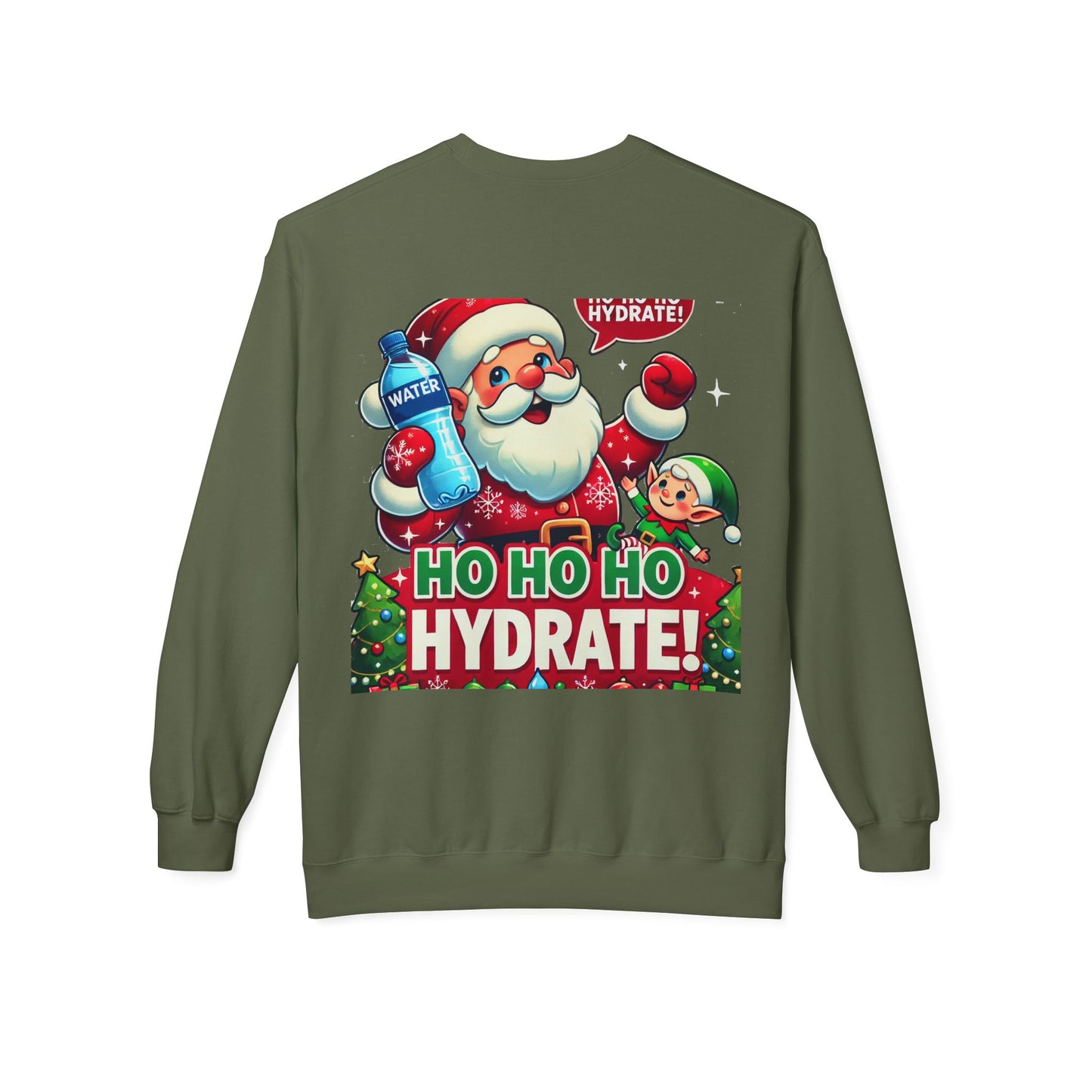 Unisex Midweight Softstyle Fleece Crewneck Sweatshirt" Ho Ho Ho Hydrate "