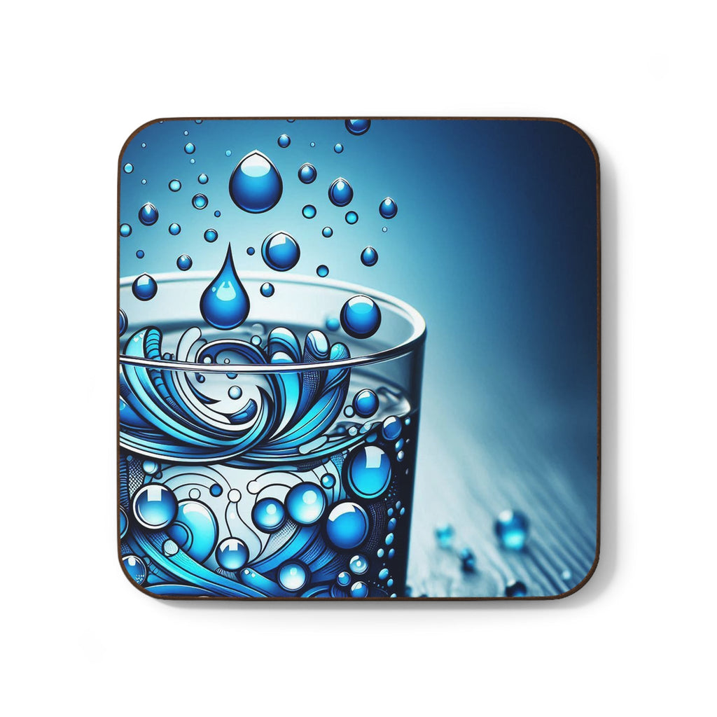 Hardboard Back Coaster with water drop design, durable and stylish for home and office surfaces.