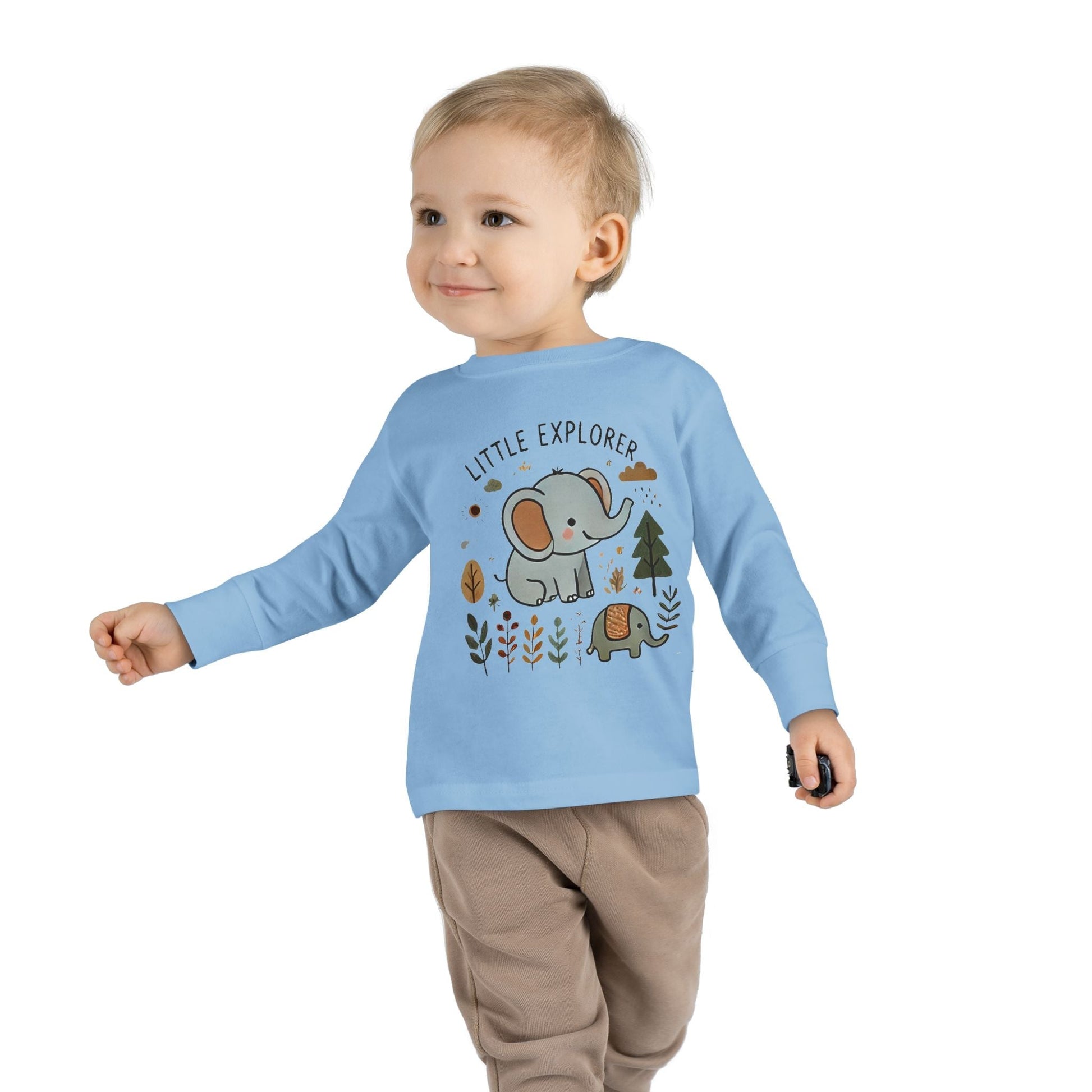 Toddler Long Sleeve T-shirt - Little Explorer Elephant Design