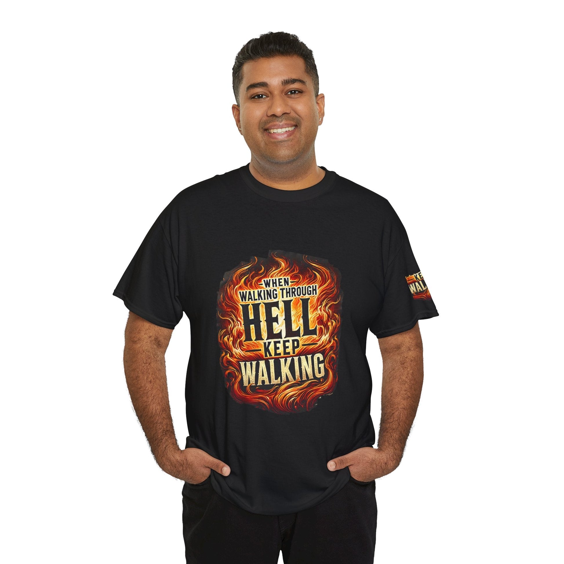 Unisex Heavy Cotton T-shirt - When Walking Through Hell Keep Walking