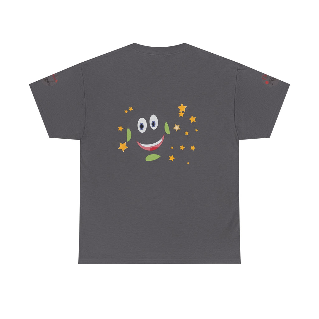 Unisex Heavy Cotton T-shirt with cheerful design and positivity message.