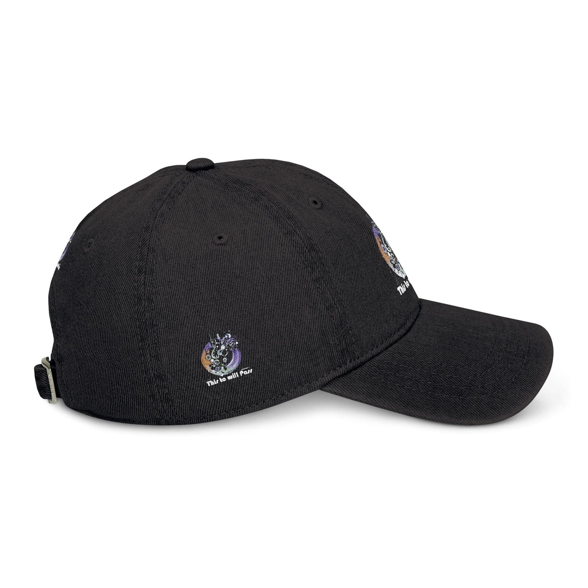 This Too Will Pass Denim Hat - Stylish Embroidered Cap Vintage Message.