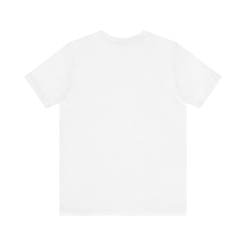 Unisex Jersey Short Sleeve T-shirt in white, back view.