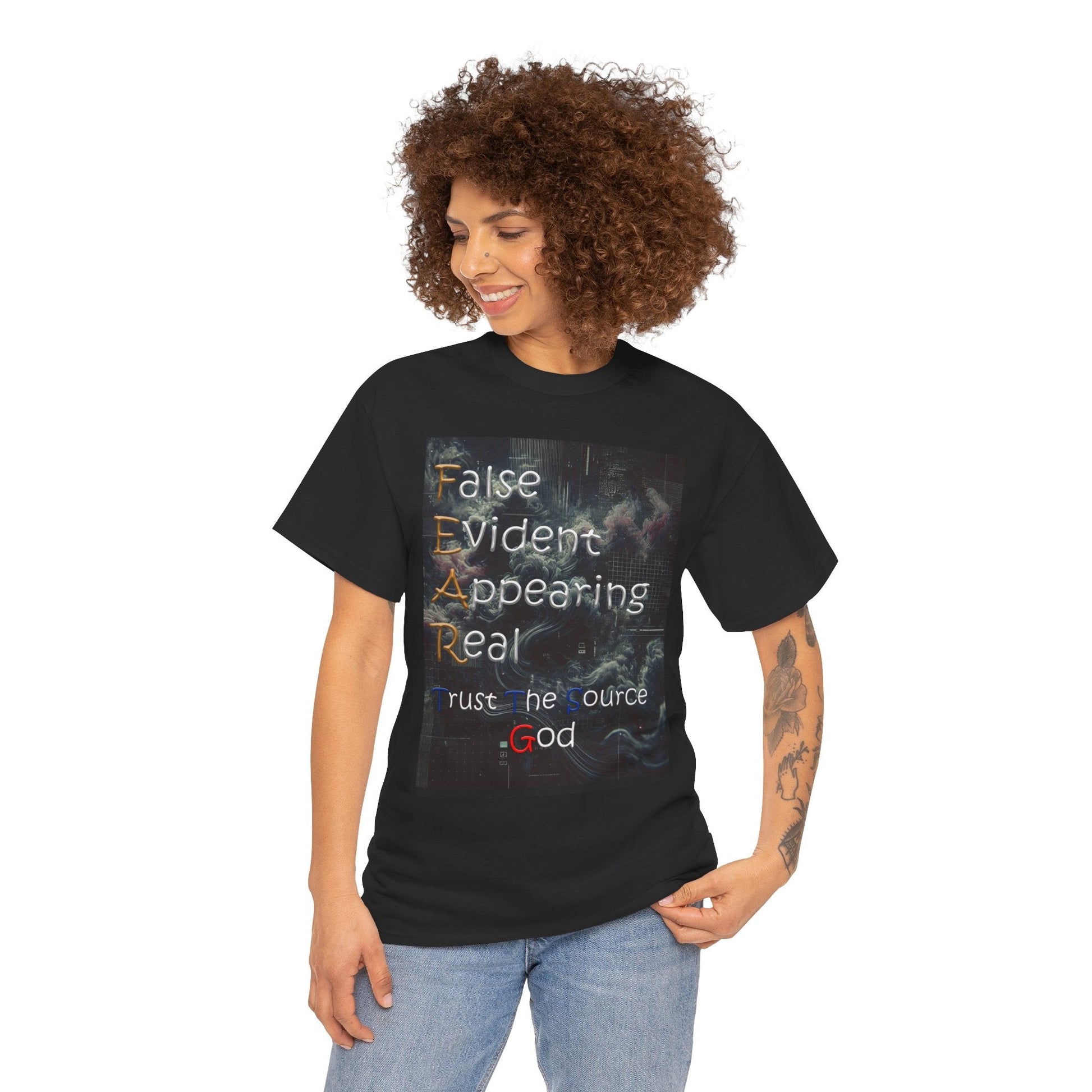 Inspirational Unisex Heavy Cotton T-shirt - False Evidence Appearing Real