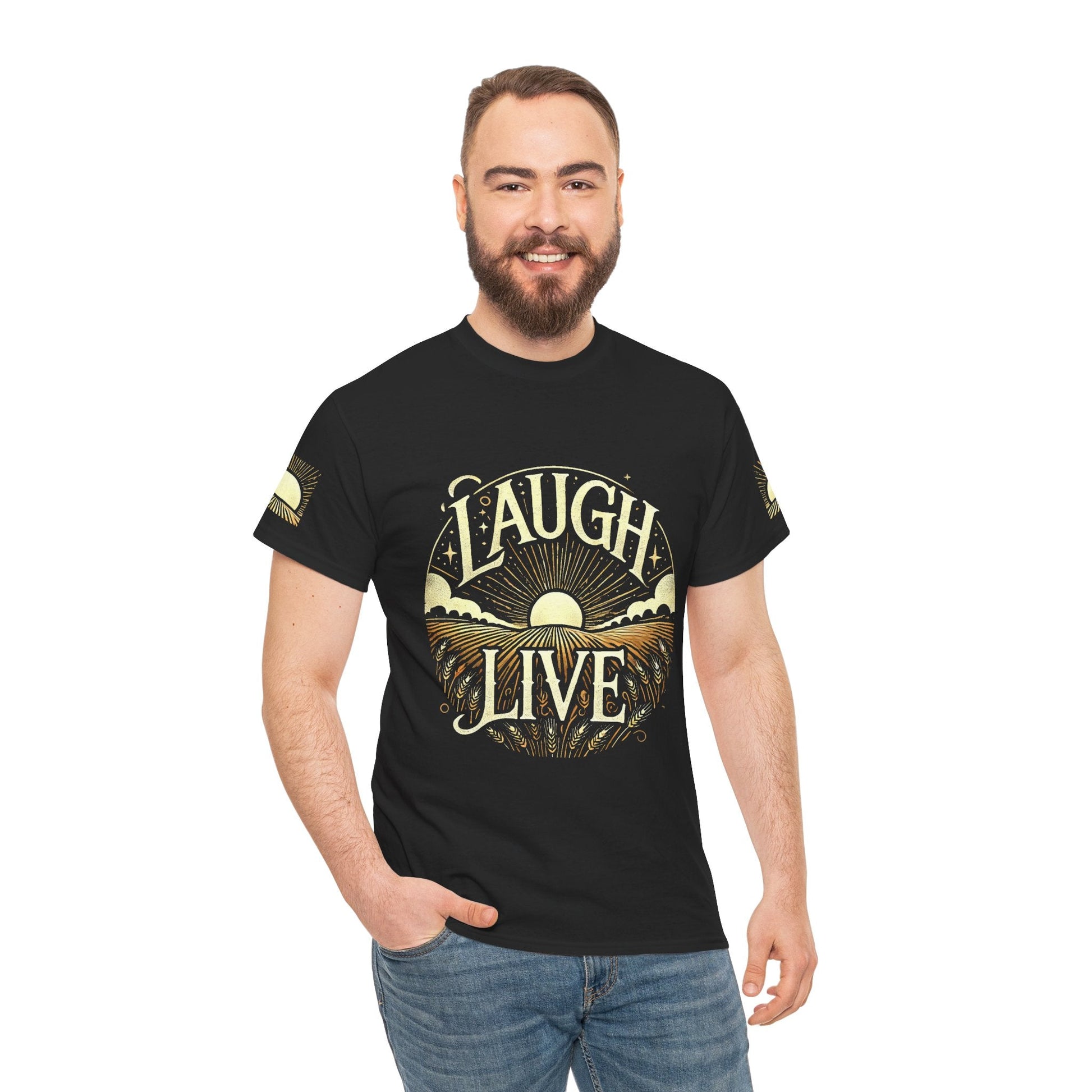 Unisex Heavy Cotton T-shirt - Laugh Live - Love Life And Wellbeing