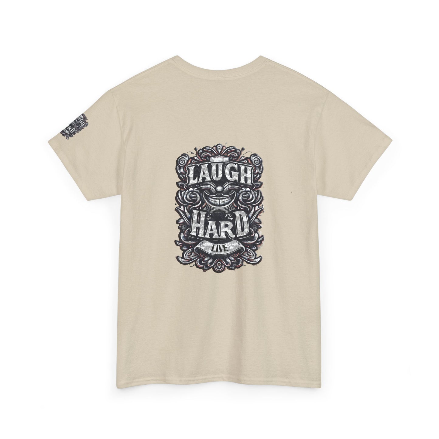 Unisex Heavy Cotton Tee " Laugh Hard" B&W