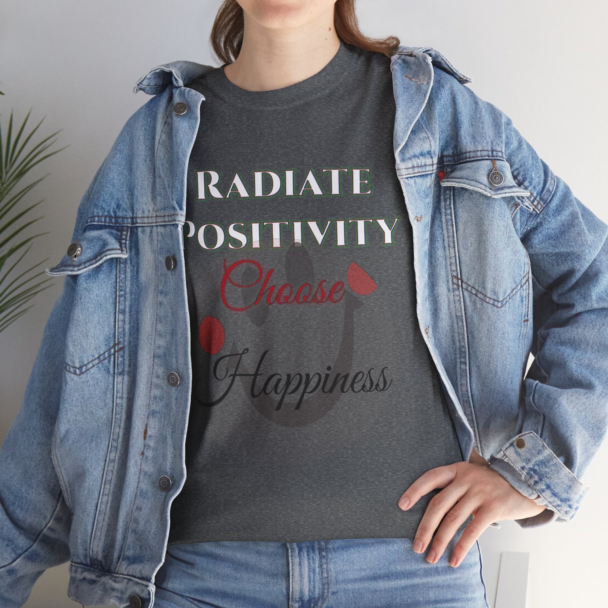 Unisex Heavy Cotton T-shirt - Radiate Positivity - Choose Happiness