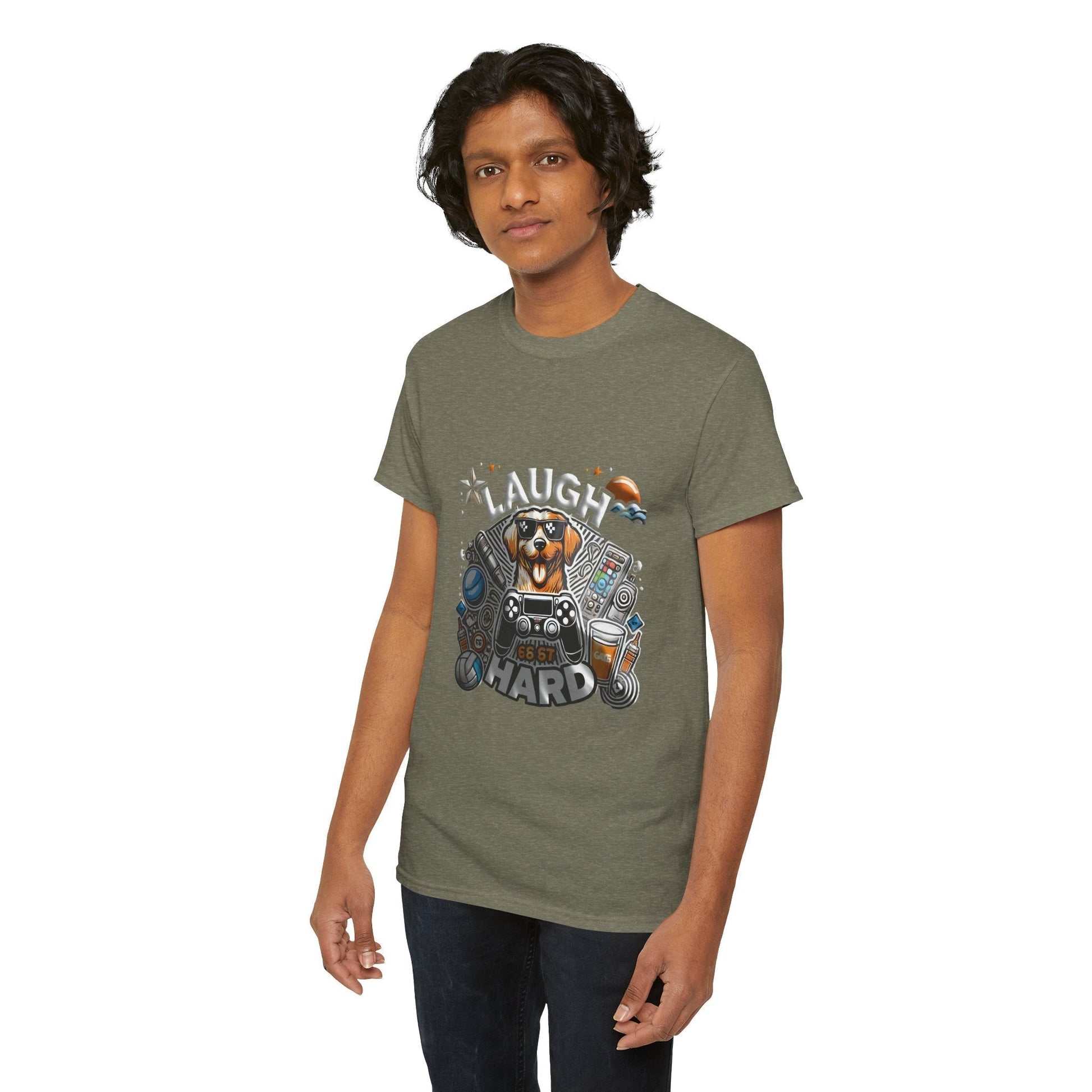 Heavy Cotton T-shirt " Laugh Hard " Classic Comfort, for Everyday
