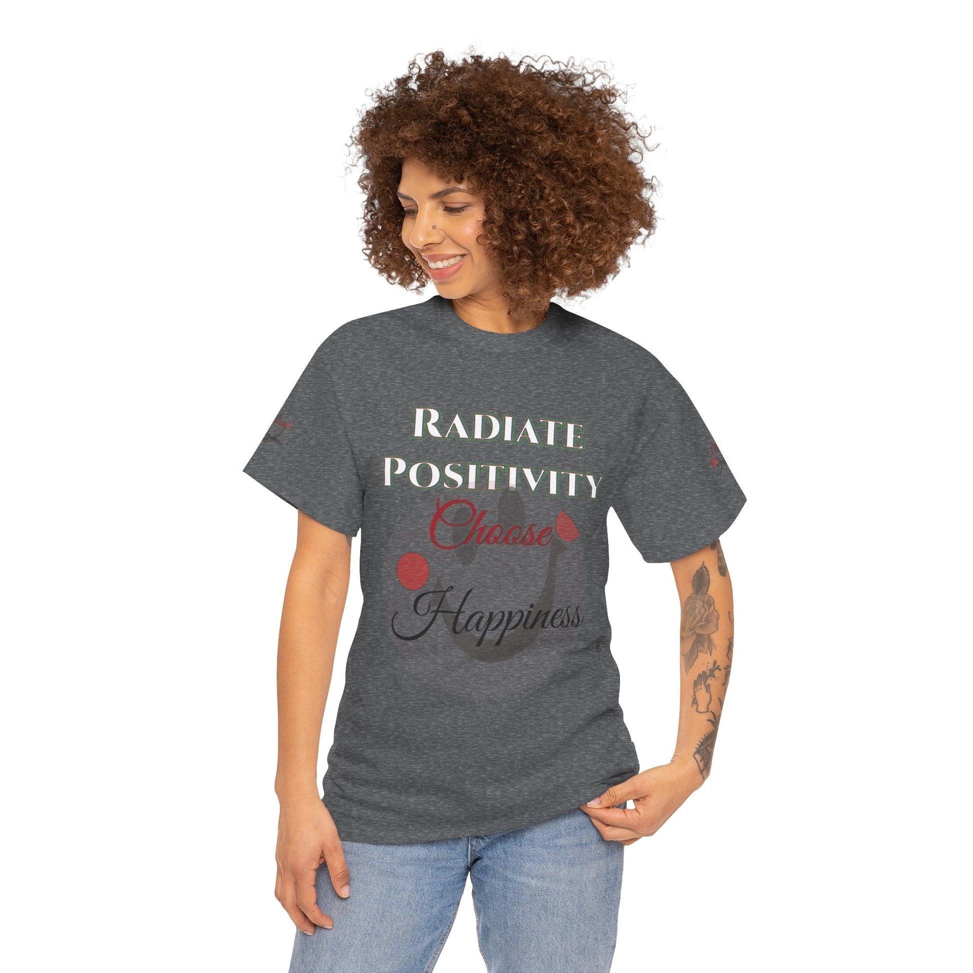 Unisex Heavy Cotton T-shirt - Radiate Positivity - Choose Happiness