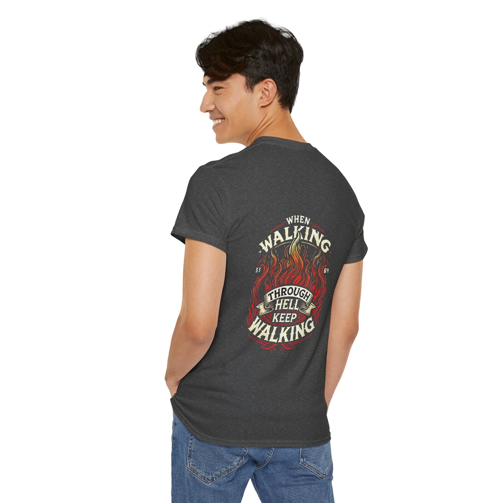 Unisex Heavy Cotton T-shirt - Walking Through Hell Keep Walking II