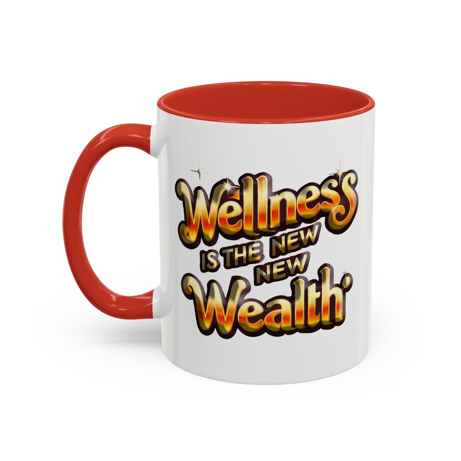 Accent Coffee Mug - Wellness is the New Wealth Stylish Ceramic Design