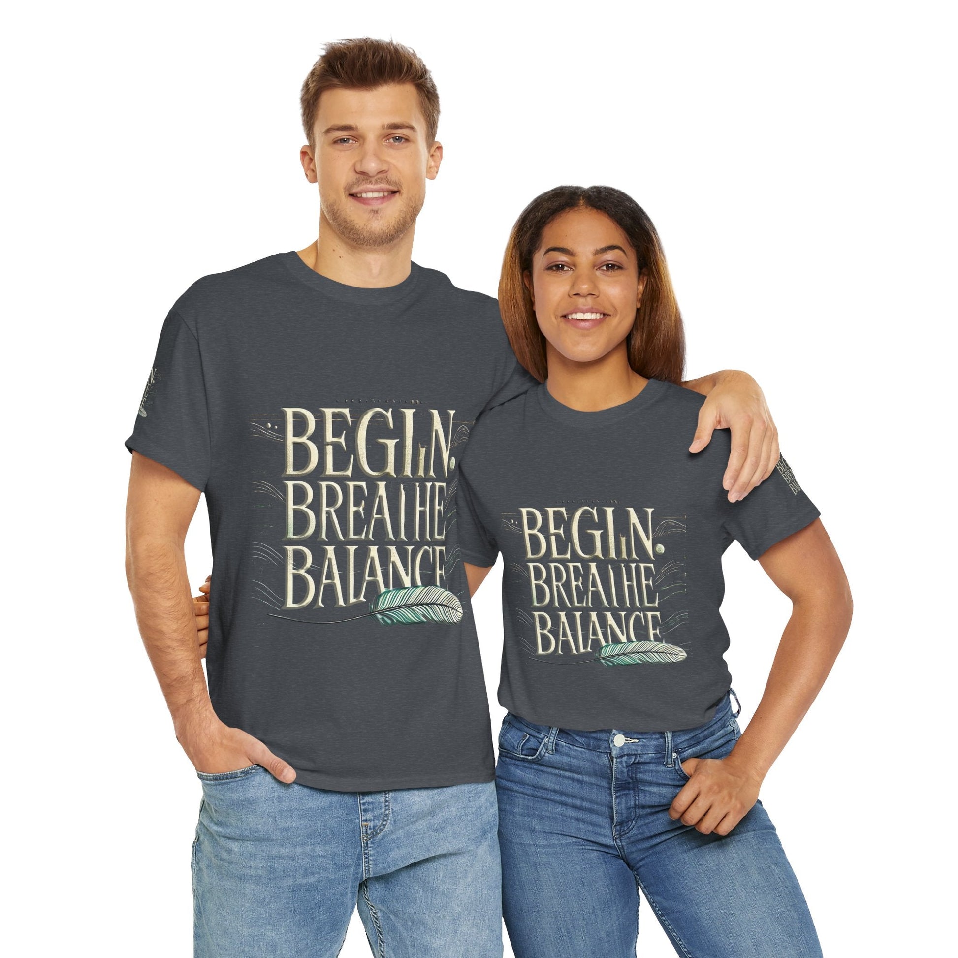 Unisex Heavy Cotton T-shirt  Begin Breathe Balance t-shirt for Comfort