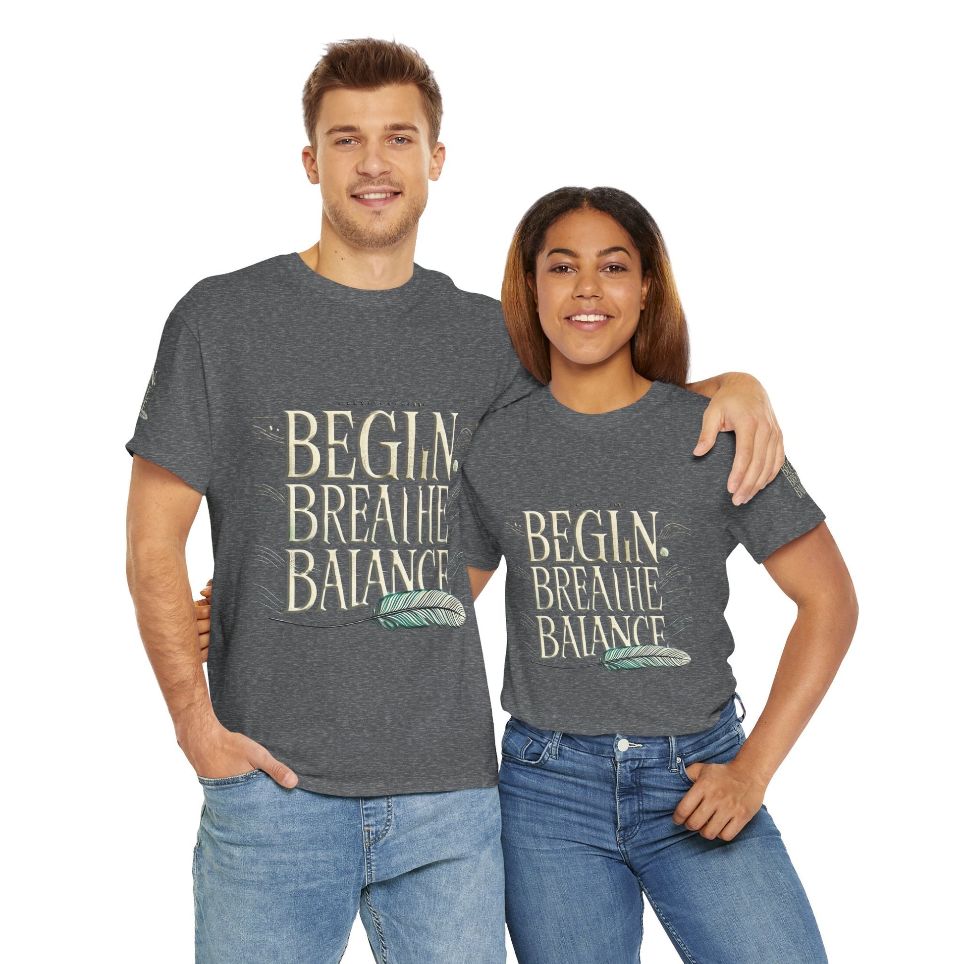 Unisex Heavy Cotton T-shirt  Begin Breathe Balance t-shirt for Comfort