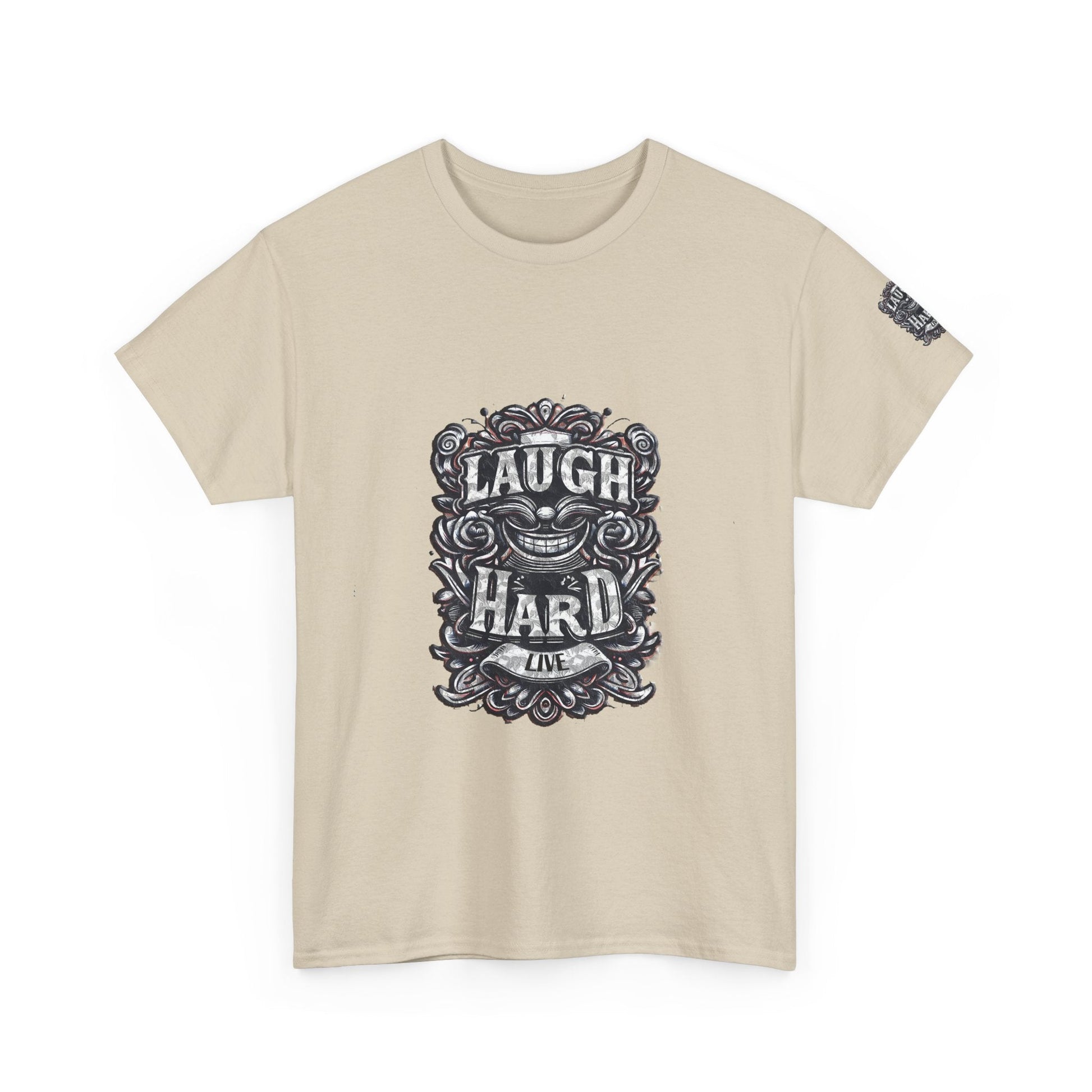Unisex Heavy Cotton T-shirt - Laugh Hard - B&W Classic Comfort