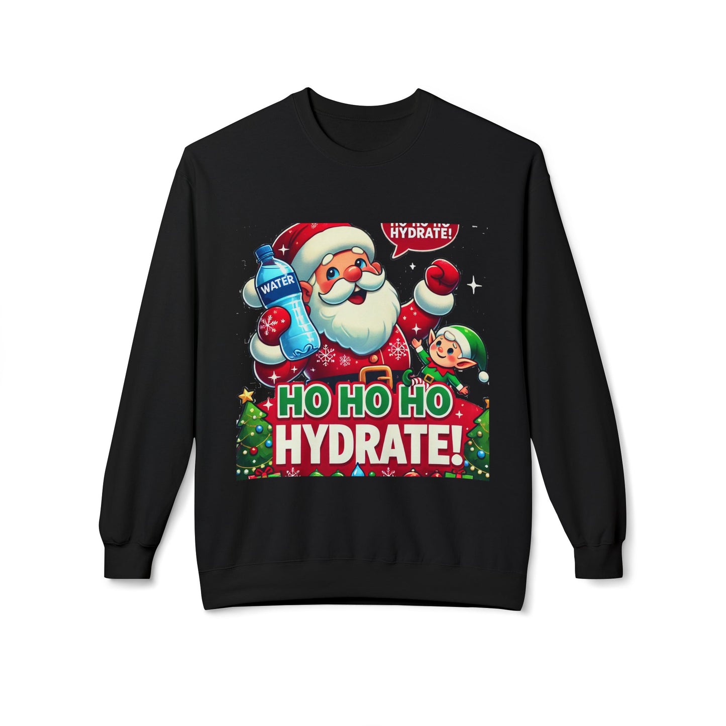 Unisex Midweight Softstyle Fleece Crewneck Sweatshirt" Ho Ho Ho Hydrate "