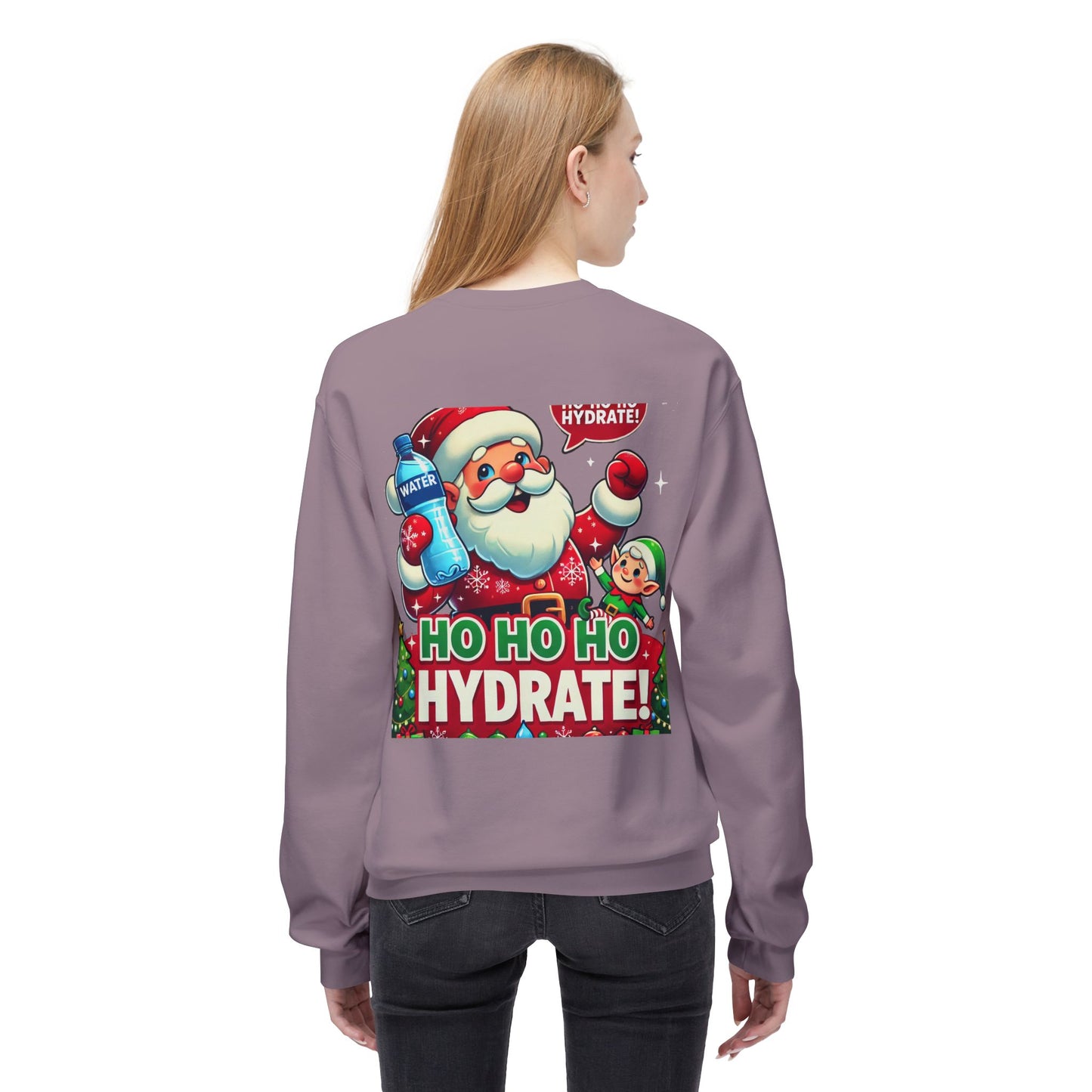 Unisex Midweight Softstyle Fleece Crewneck Sweatshirt" Ho Ho Ho Hydrate "