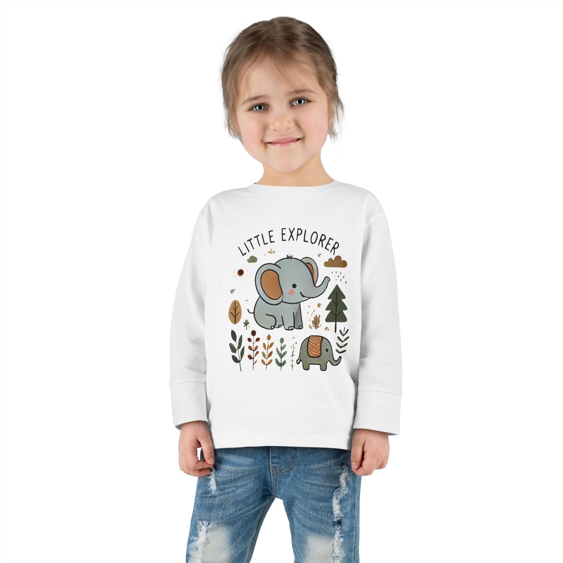Toddler Long Sleeve T-shirt - Little Explorer Elephant Design