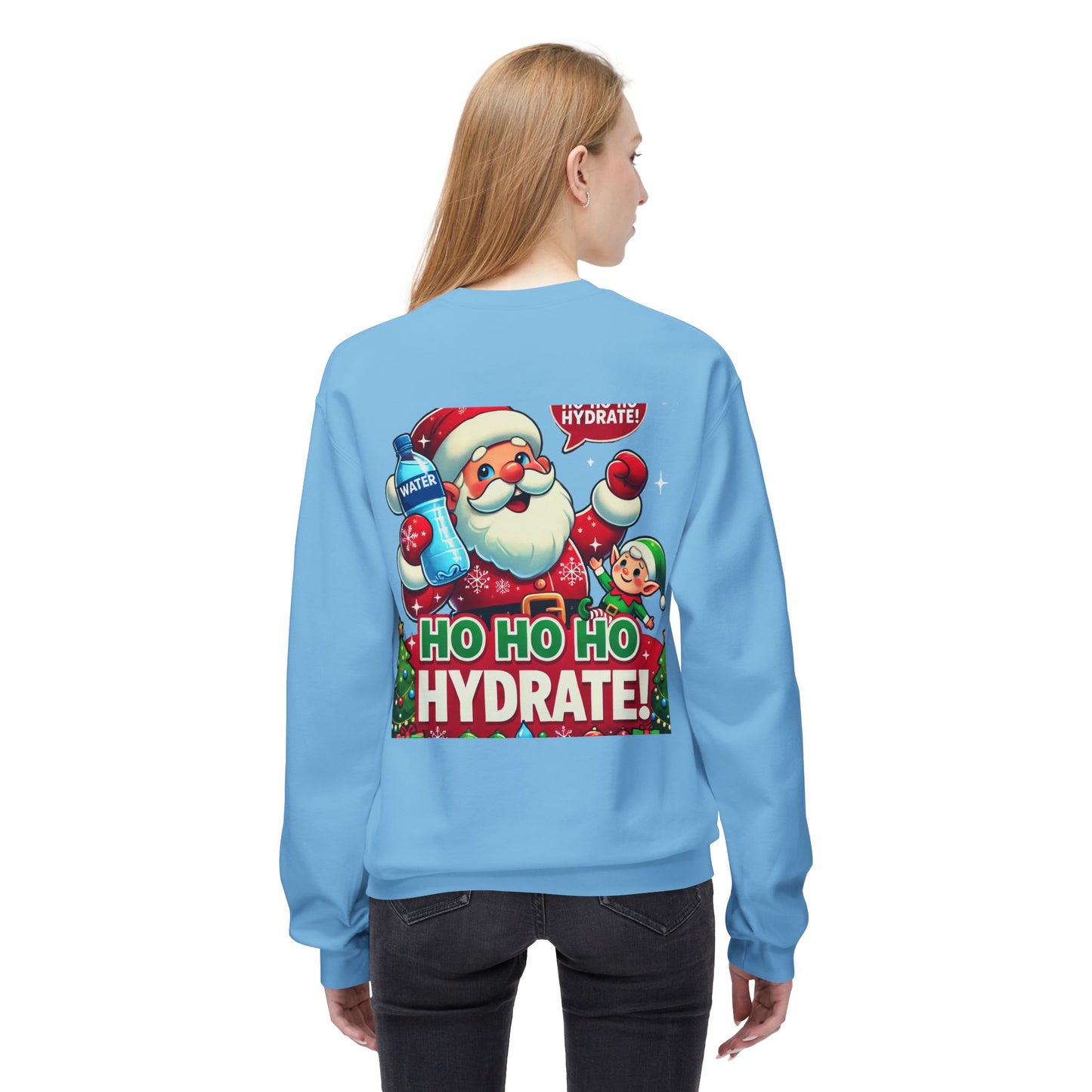 Unisex Midweight Softstyle Fleece Crewneck Sweatshirt" Ho Ho Ho Hydrate "