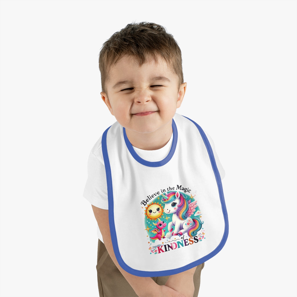 Baby Contrast Trim Jersey Bib - Believe in the Magic Of Kindness