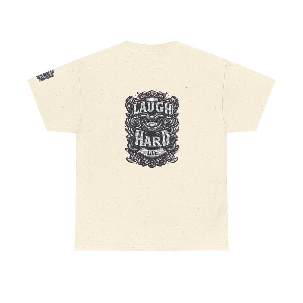 Unisex Heavy Cotton T-shirt - Laugh Hard - B&W Classic Comfort