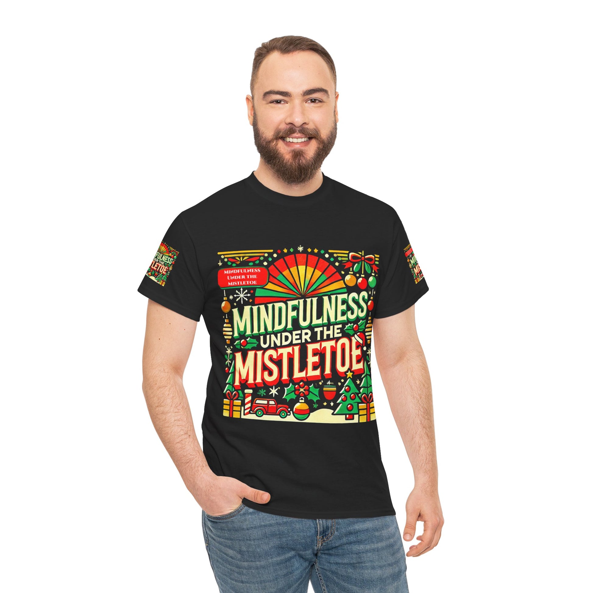 Unisex Heavy Cotton T-shirt - Mindfulness Under the Mistletoe Classic