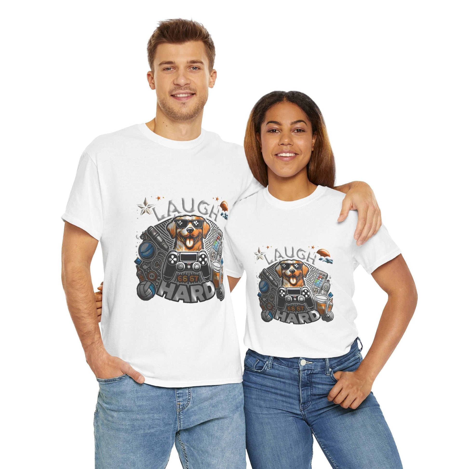Heavy Cotton T-shirt " Laugh Hard " Classic Comfort, for Everyday