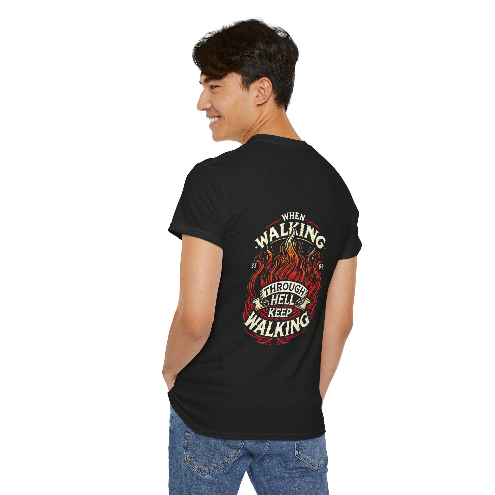 Unisex Heavy Cotton T-shirt - Walking Through Hell Keep Walking II