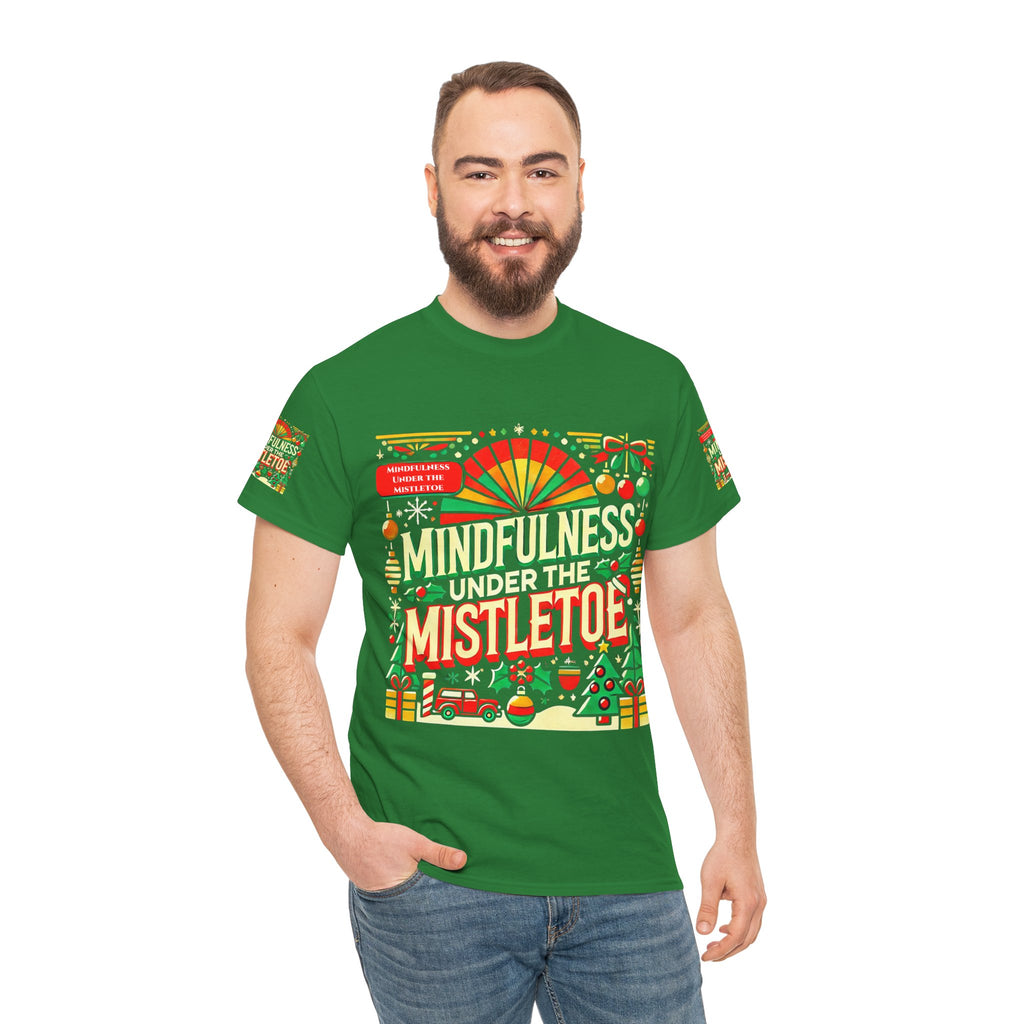 Unisex Heavy Cotton T-shirt - Mindfulness Under the Mistletoe Classic