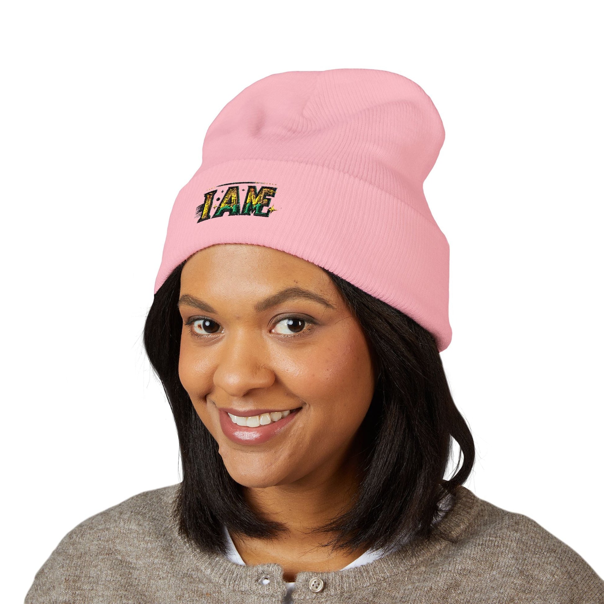 I AM Embroidered Classic Cuffed Beanie - Cozy Winter Headwear