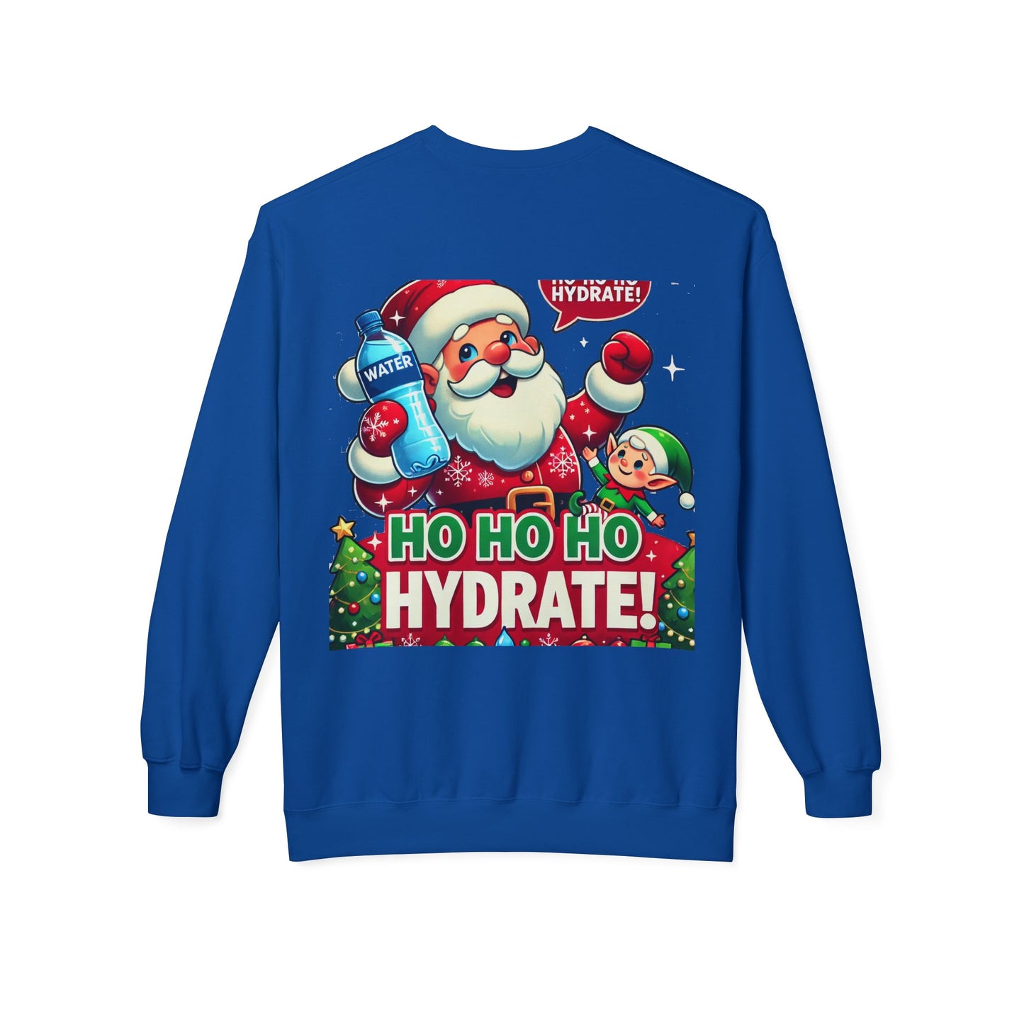 Unisex Midweight Softstyle Fleece Crewneck Sweatshirt" Ho Ho Ho Hydrate "