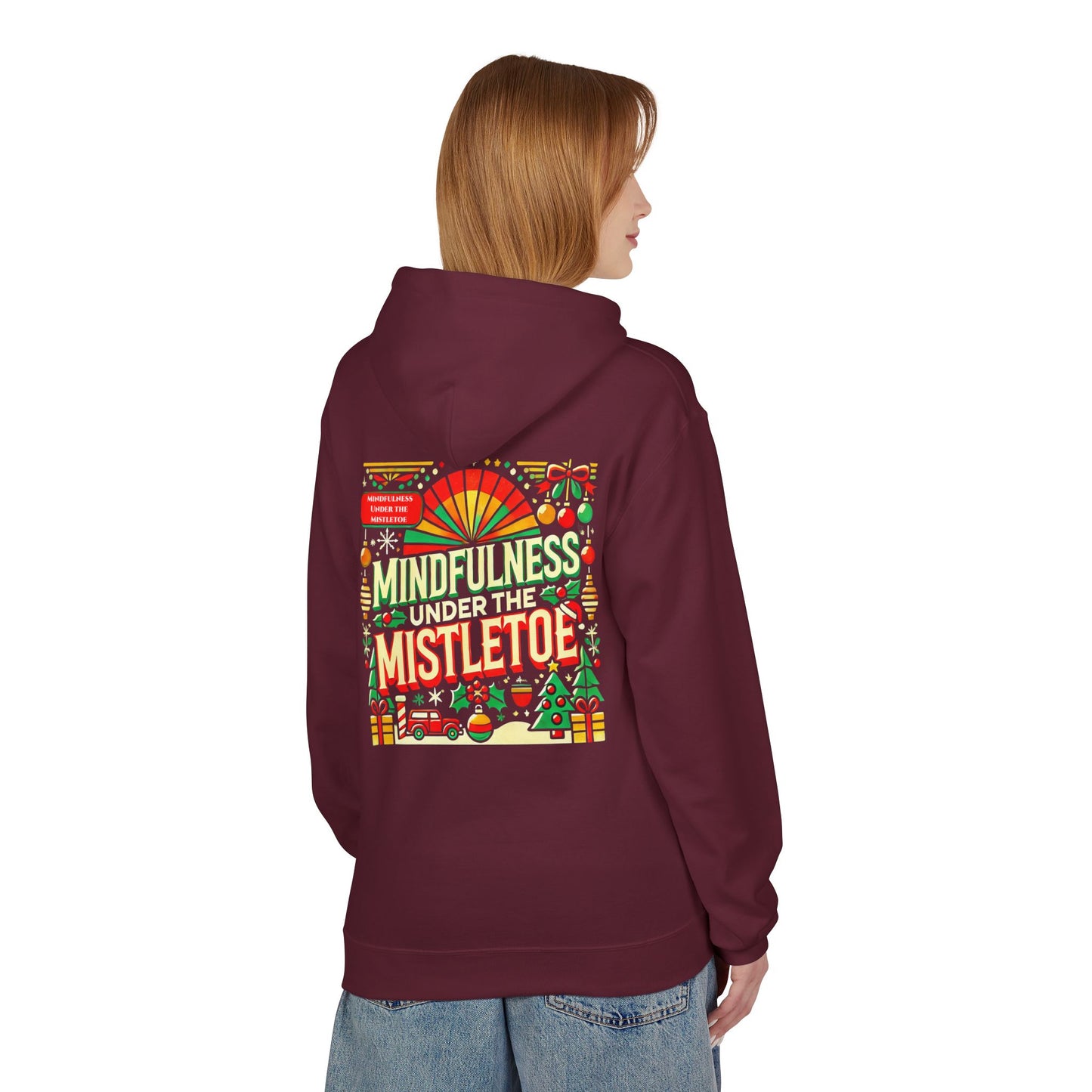 Unisex Midweight Softstyle Fleece Hoodie " Mindfulness Under the Mistletoe "