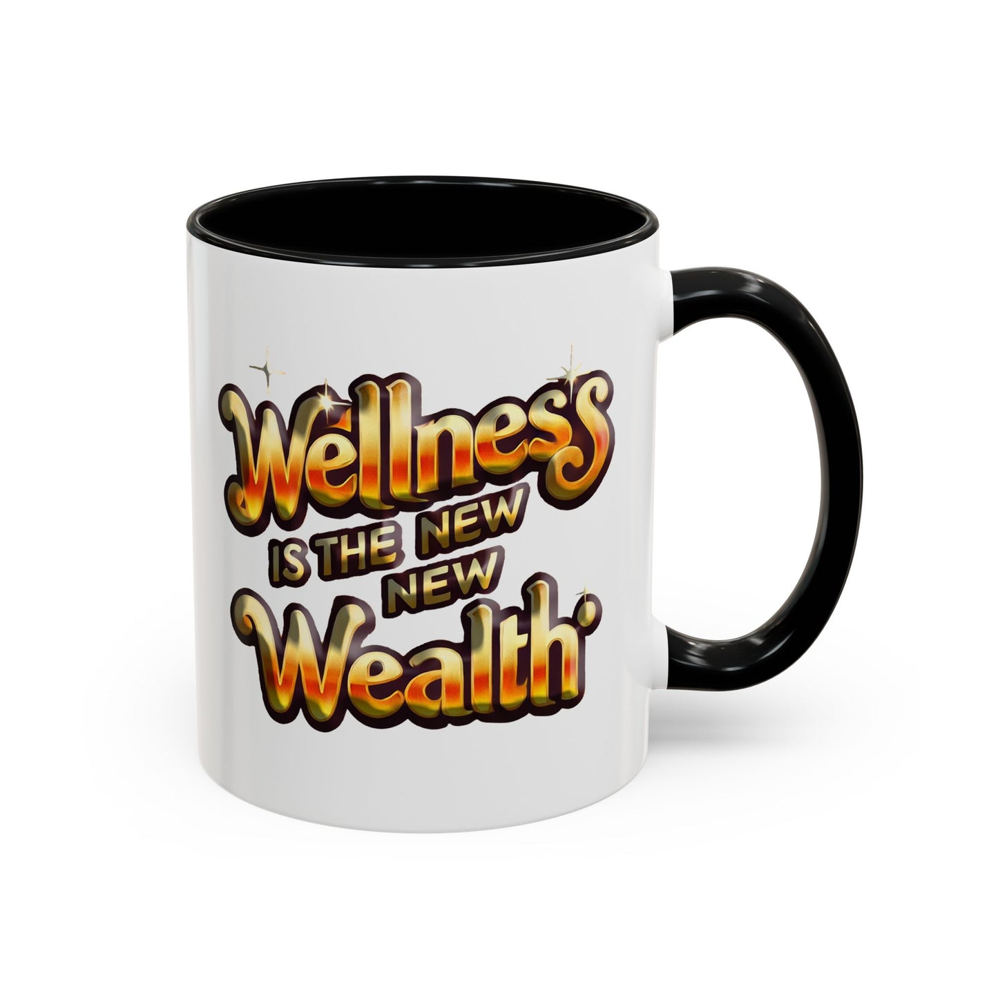 Accent Coffee Mug (11, 15oz) "Wellness is the New Wealth"