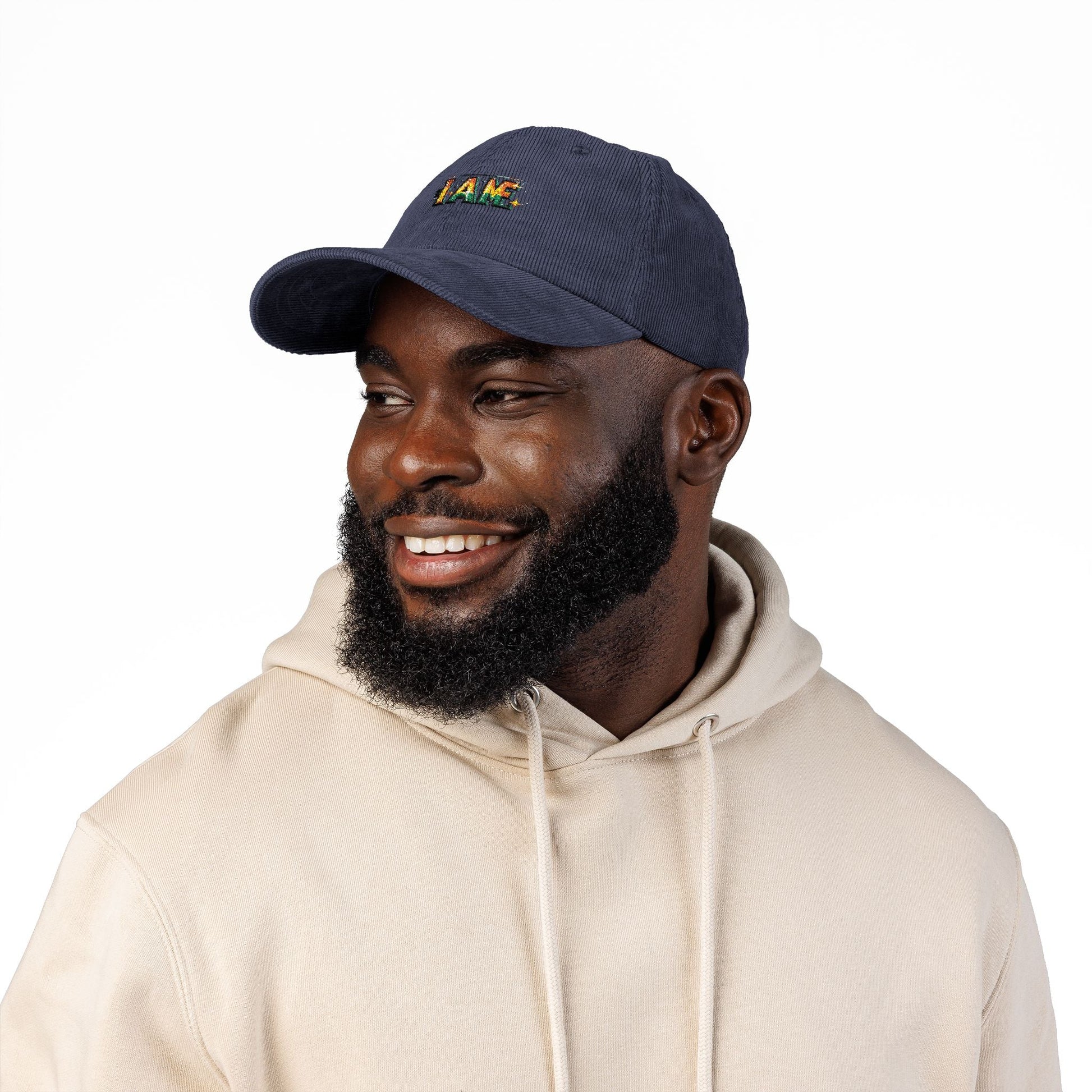 Vintage Corduroy Cap with I AM Embroidery | Trendy Bohemian Hat