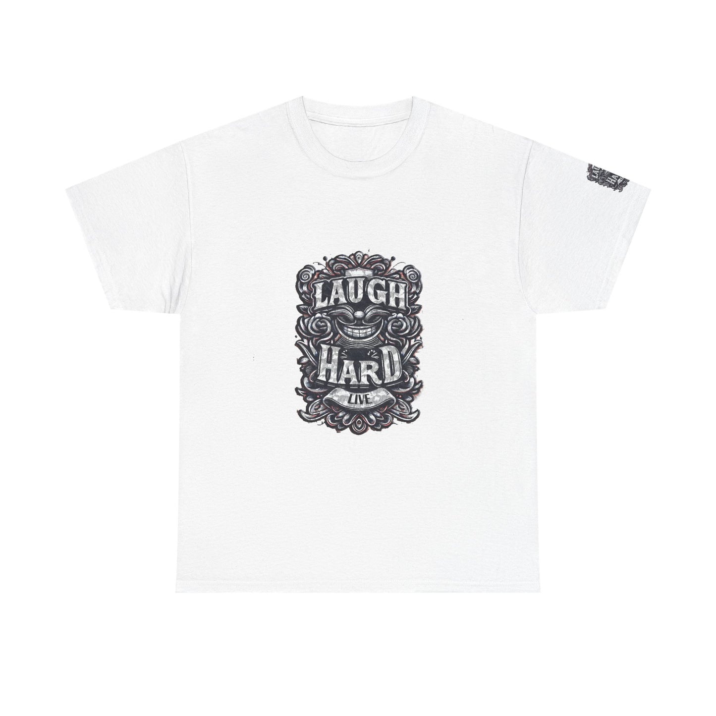 Unisex Heavy Cotton Tee " Laugh Hard" B&W