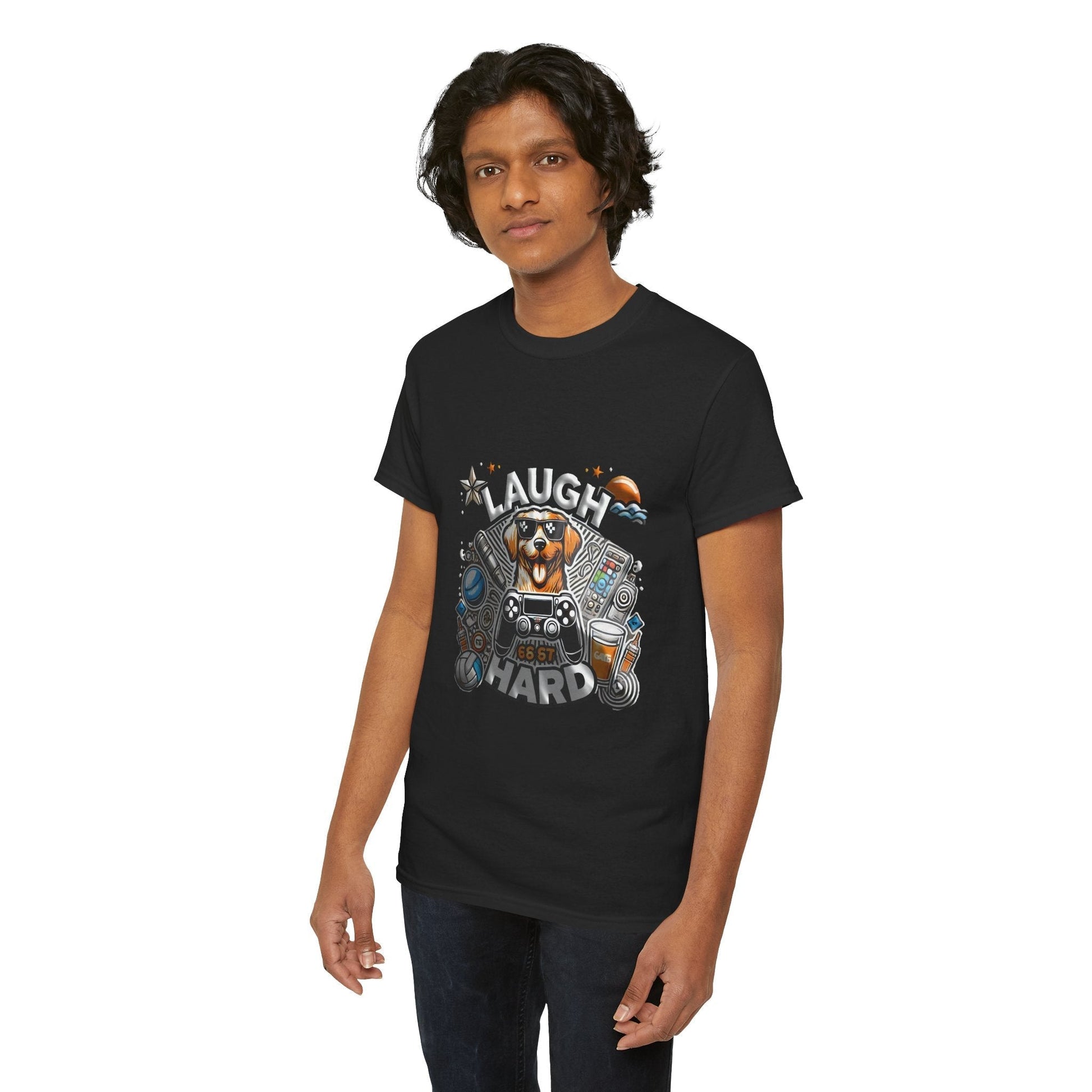 Heavy Cotton T-shirt " Laugh Hard " Classic Comfort, for Everyday