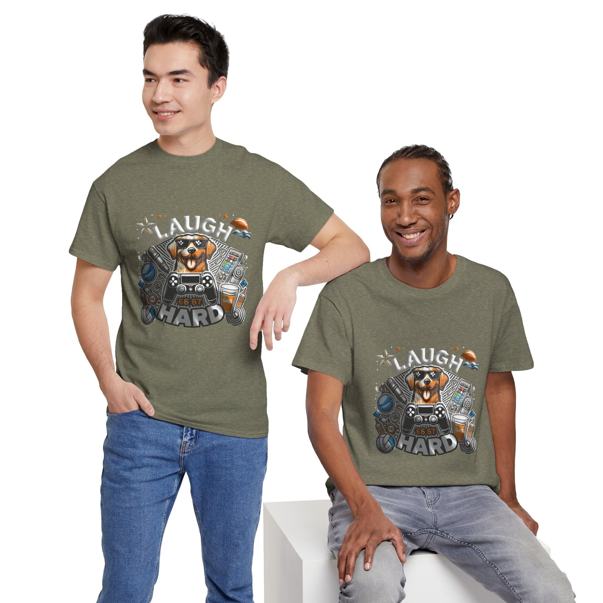 Heavy Cotton T-shirt " Laugh Hard " Classic Comfort, for Everyday
