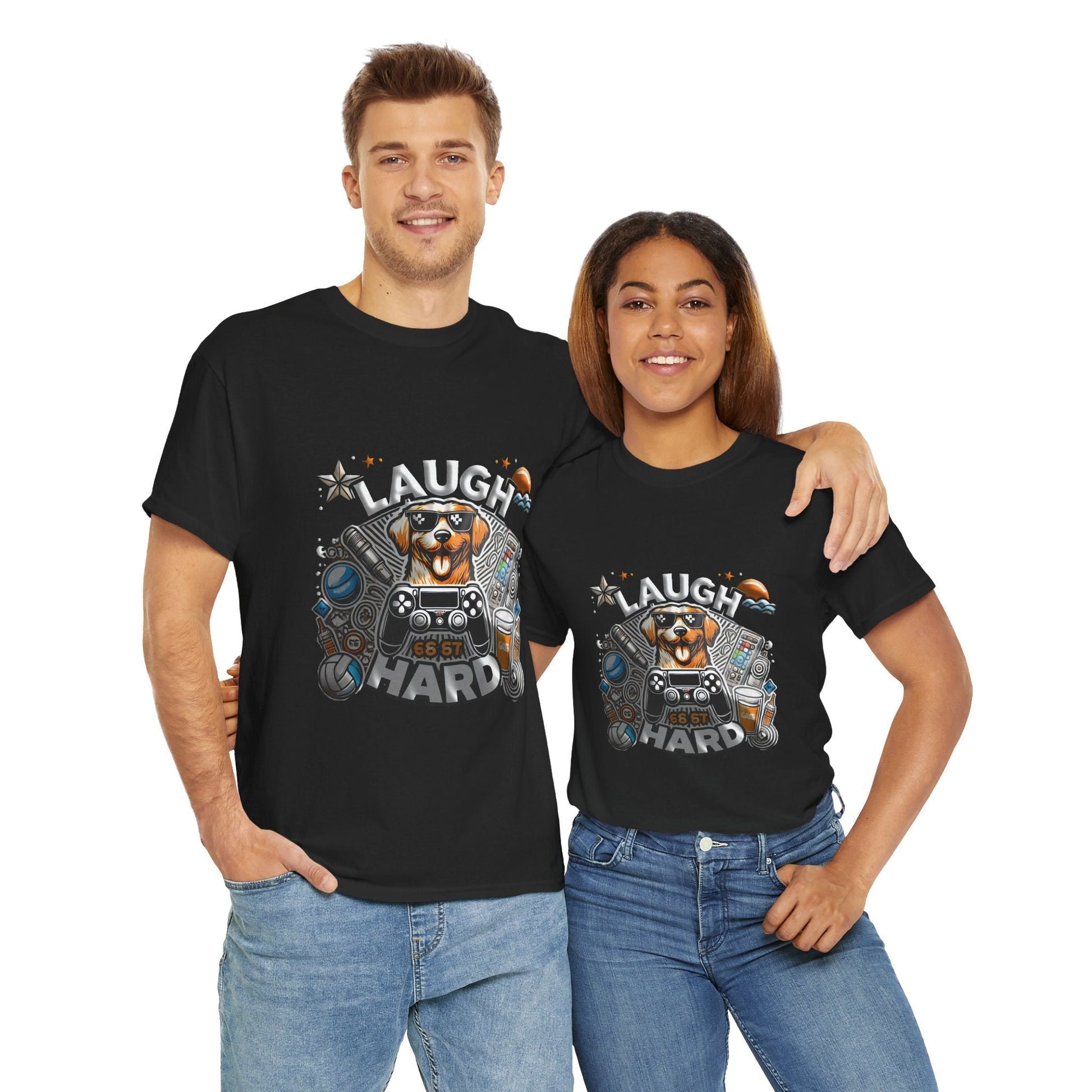 Heavy Cotton T-shirt " Laugh Hard " Classic Comfort, for Everyday