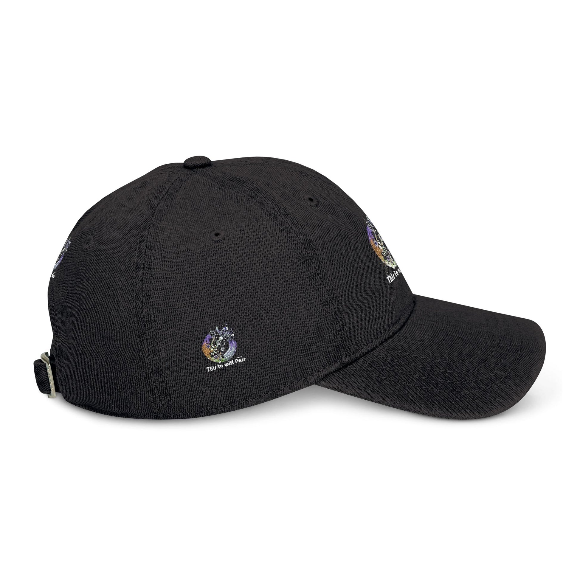 This Too Will Pass Denim Hat - Stylish Embroidered Cap Vintage Message.