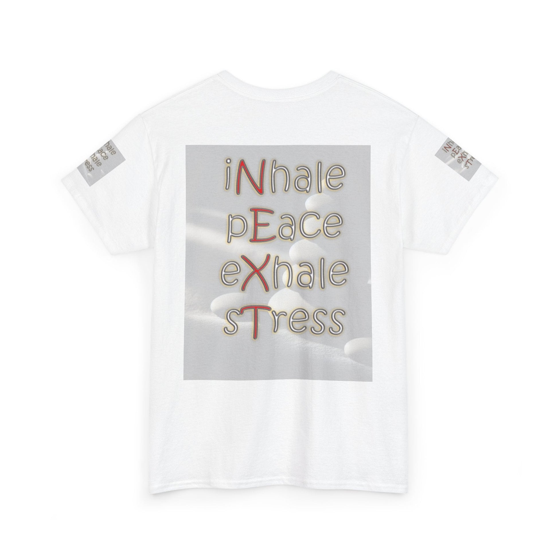 Unisex Heavy Cotton T-shirt - Inhale Peace Exhale Stress for Everyday