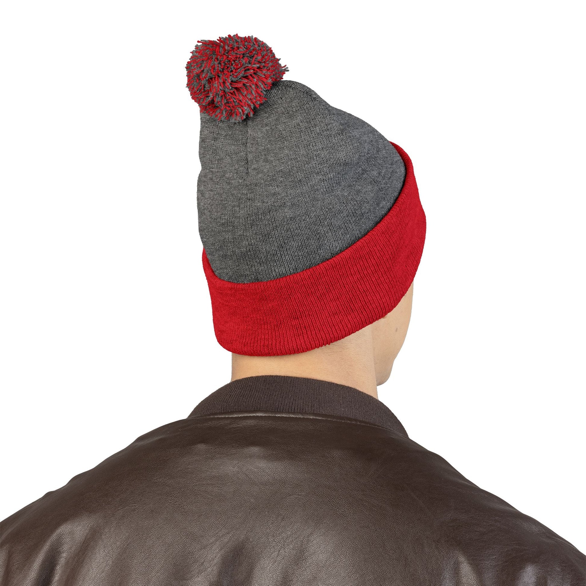 Embroidered Pom-Pom Knit Cap - Cozy Winter Beanie for All Seasons