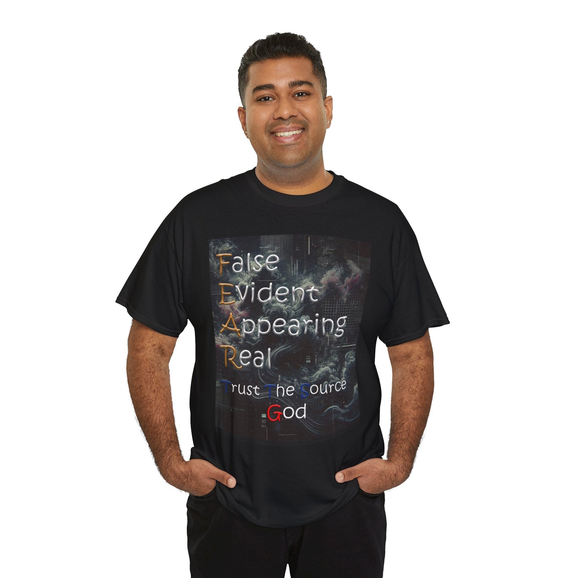 Inspirational Unisex Heavy Cotton T-shirt - False Evidence Appearing Real