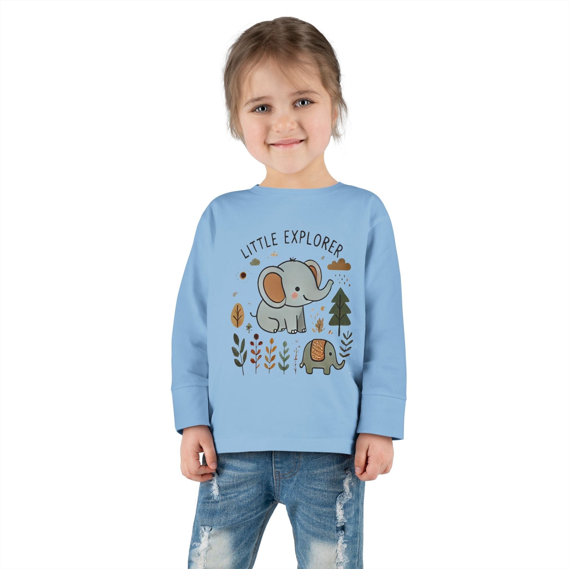 Toddler Long Sleeve T-shirt - Little Explorer Elephant Design